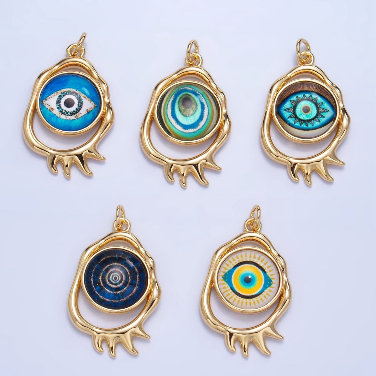 24K Gold Filled Evil Eye Open Molten Charm | AG910 - AG912 - DLUXCA