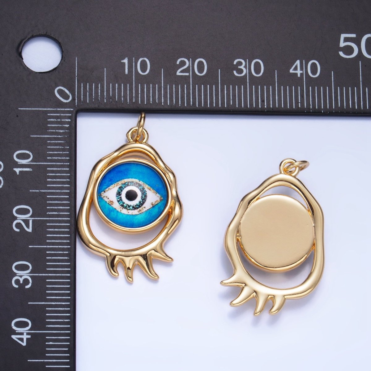24K Gold Filled Evil Eye Open Molten Charm | AG910 - AG912 - DLUXCA