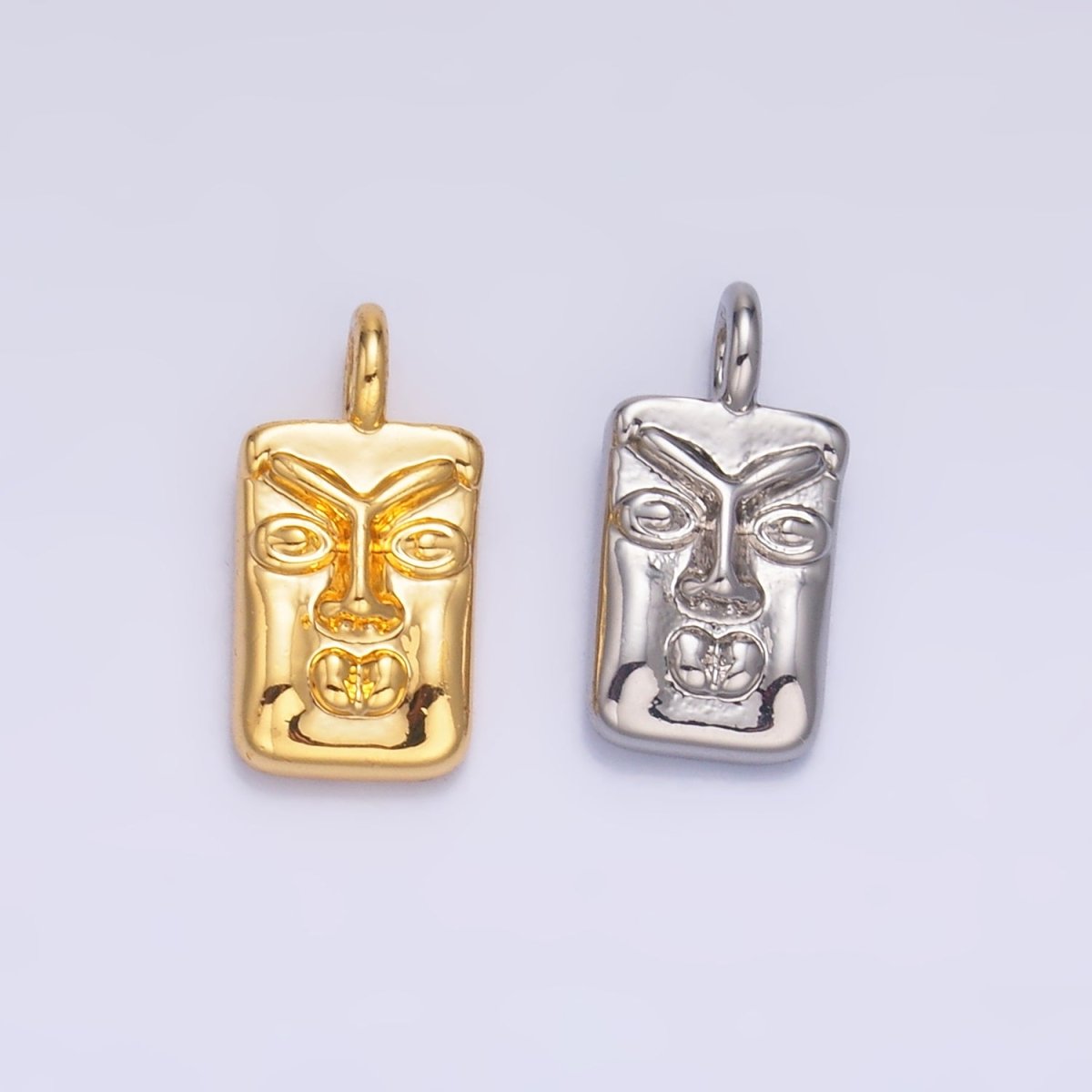 24K Gold Filled Face Square Charm in Gold & Silver | W866 - DLUXCA