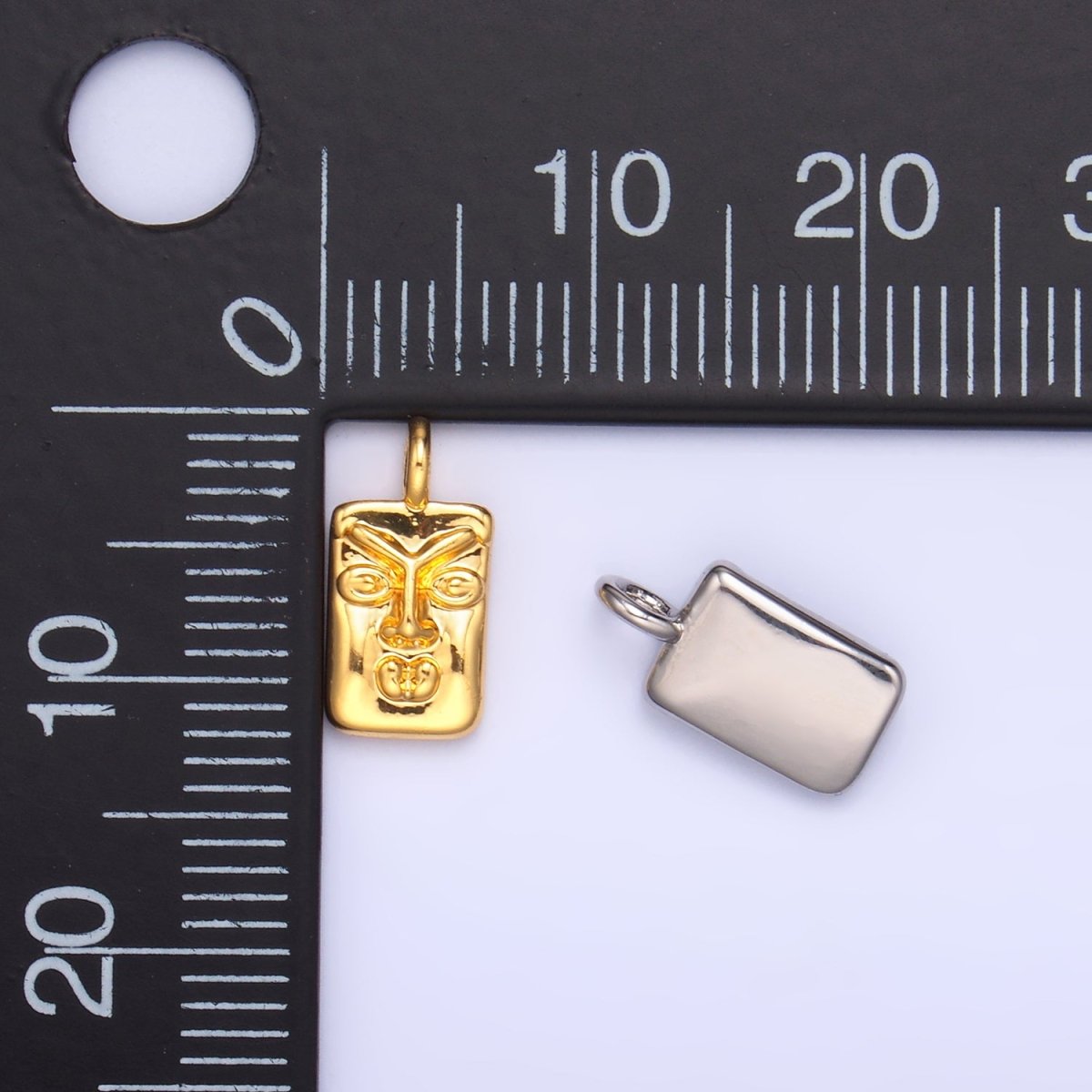 24K Gold Filled Face Square Charm in Gold & Silver | W866 - DLUXCA