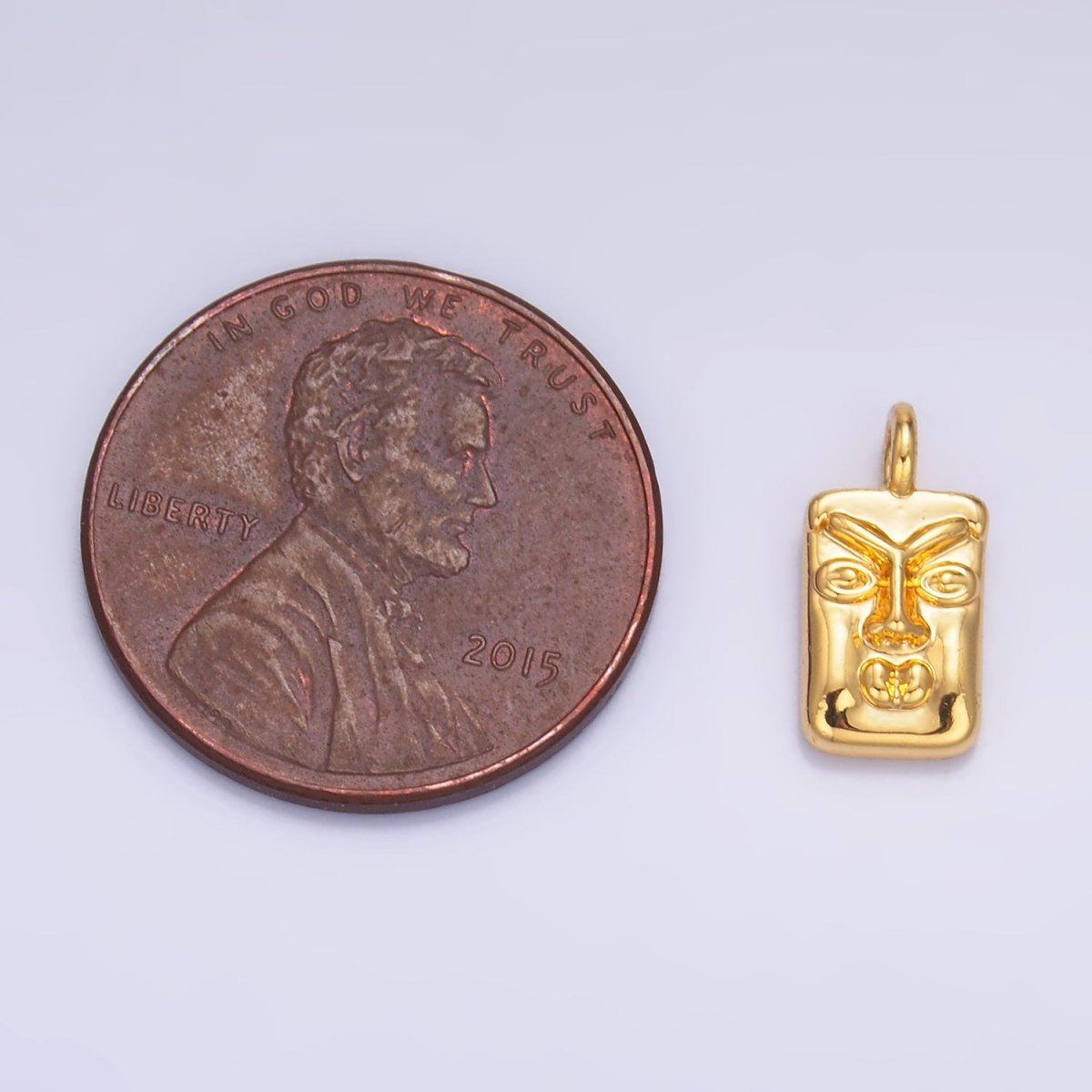 24K Gold Filled Face Square Charm in Gold & Silver | W866 - DLUXCA