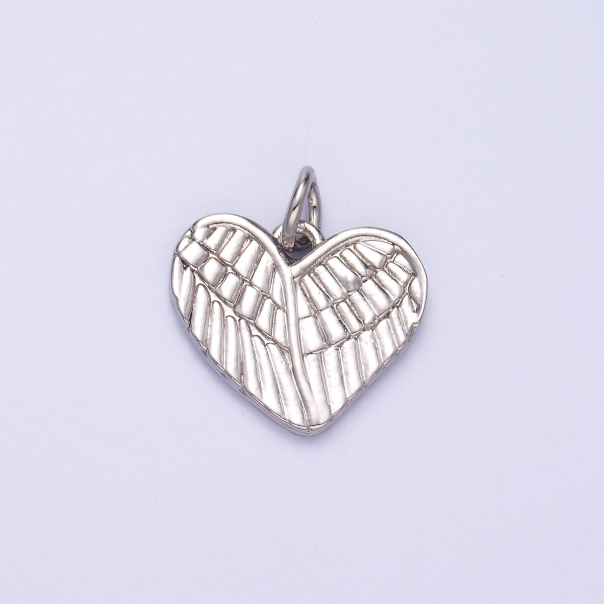 24K Gold Filled Feather Wings Heart Charm in Gold & Silver | C037 - DLUXCA