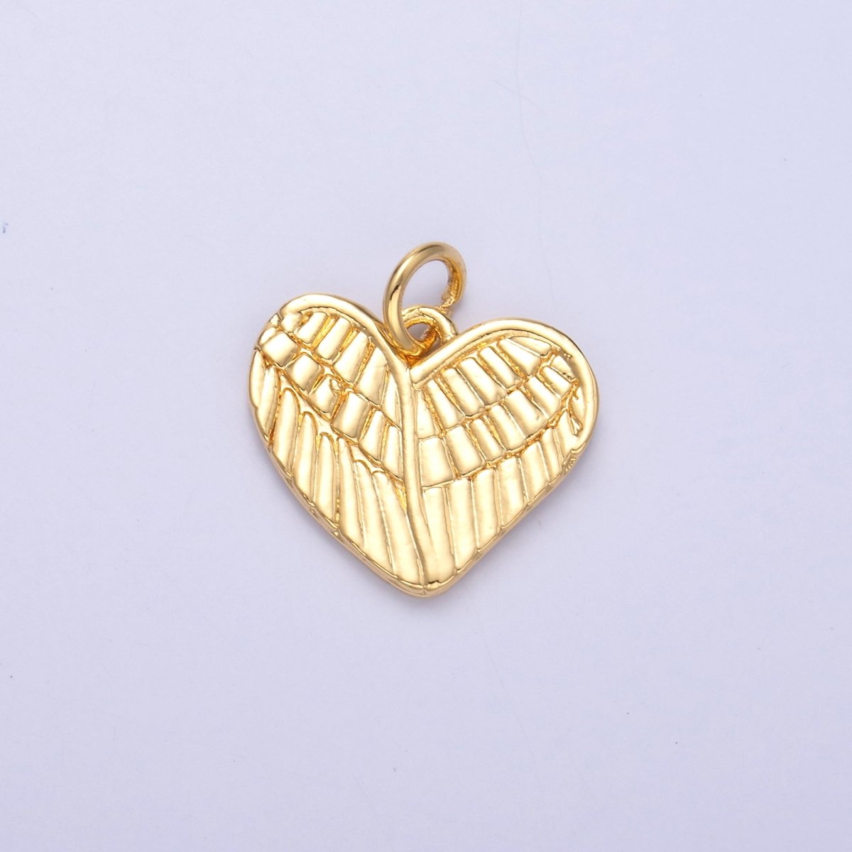 24K Gold Filled Feather Wings Heart Charm in Gold & Silver | C037 - DLUXCA