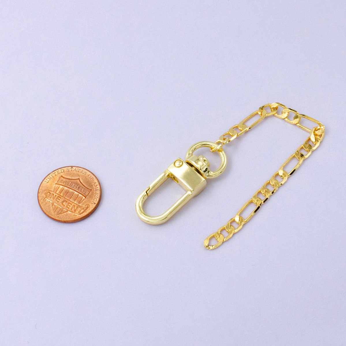24K Gold Filled Figaro Chain Link Bag Purse Charm Swivel Keychain Finding | WA - 2755 - DLUXCA