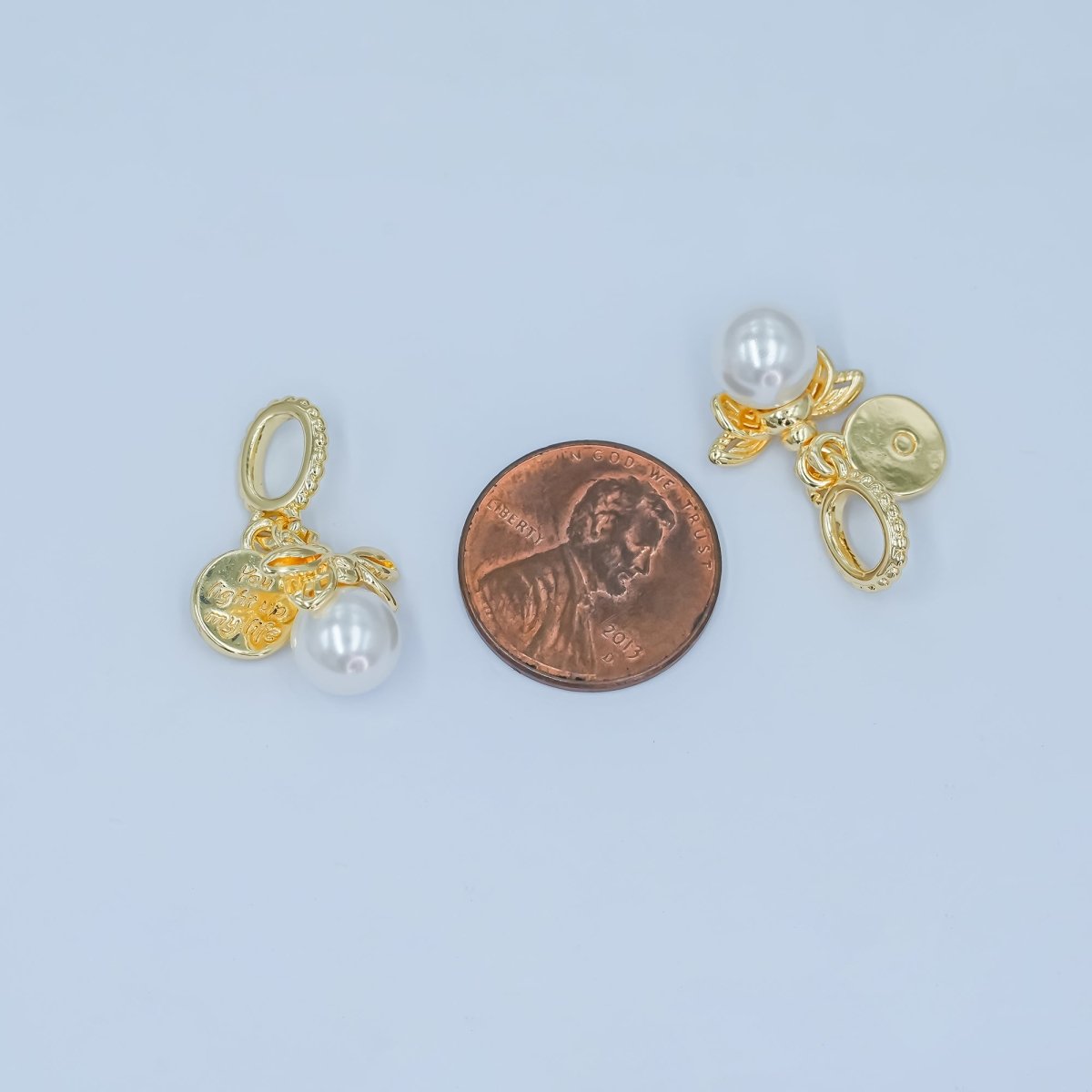 24K Gold Filled Firefly "You Light Up My Life" Script Rhondelle Bail Drop Pendant | AA1501 - DLUXCA