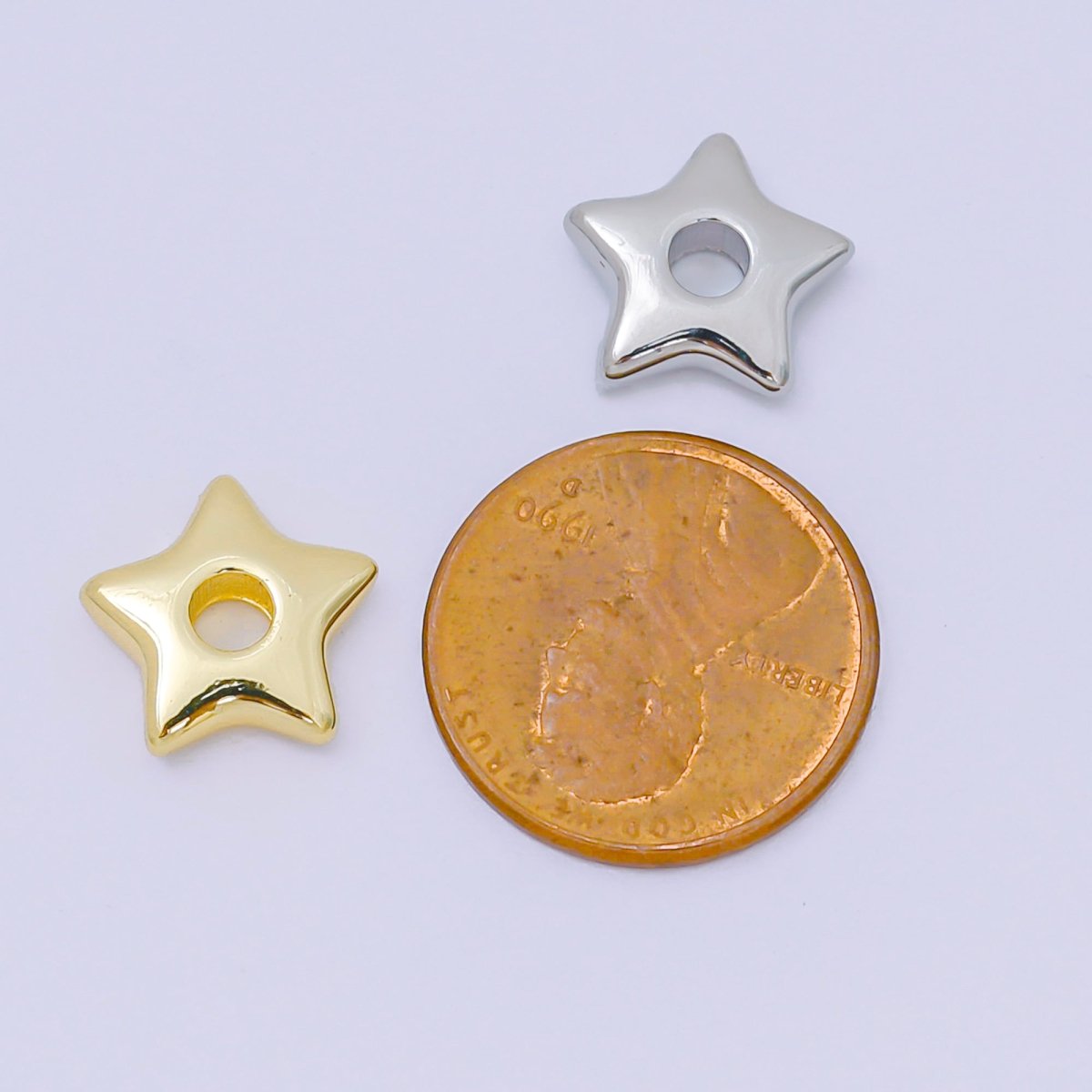 24K Gold Filled Five - Points Little Star Large Hole Bead Spacer | B - 469 - DLUXCA