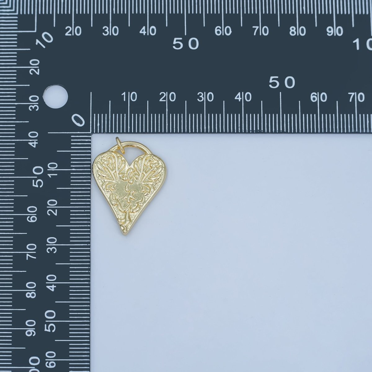 24K Gold Filled Floral Geometric Heart Padlock Charm | N119 - DLUXCA