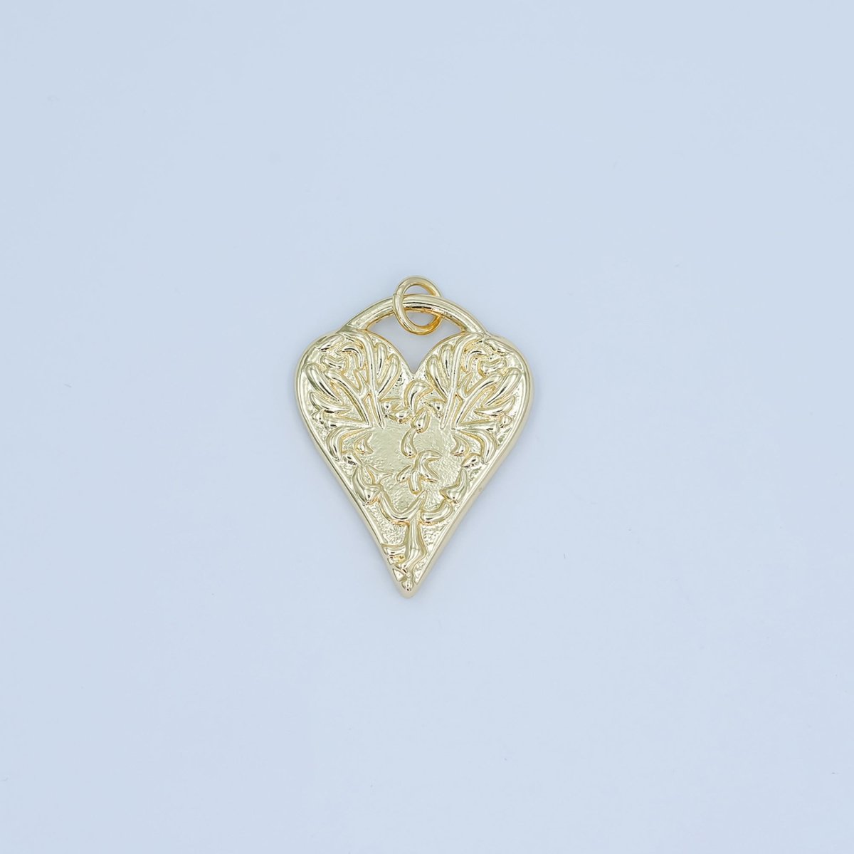 24K Gold Filled Floral Geometric Heart Padlock Charm | N119 - DLUXCA