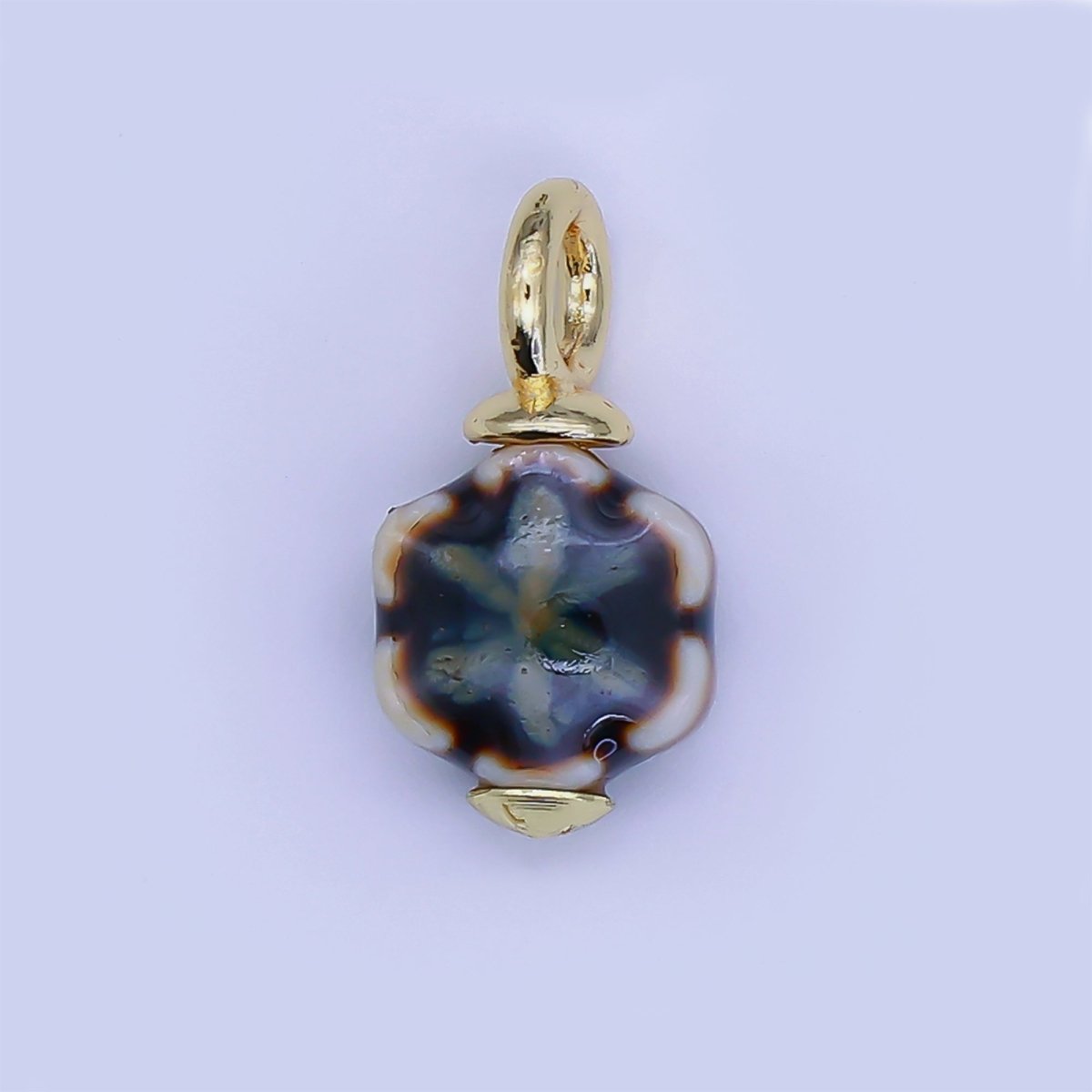 24K Gold Filled Flower Ceramic Drop Pendant | E314 - E320 - DLUXCA