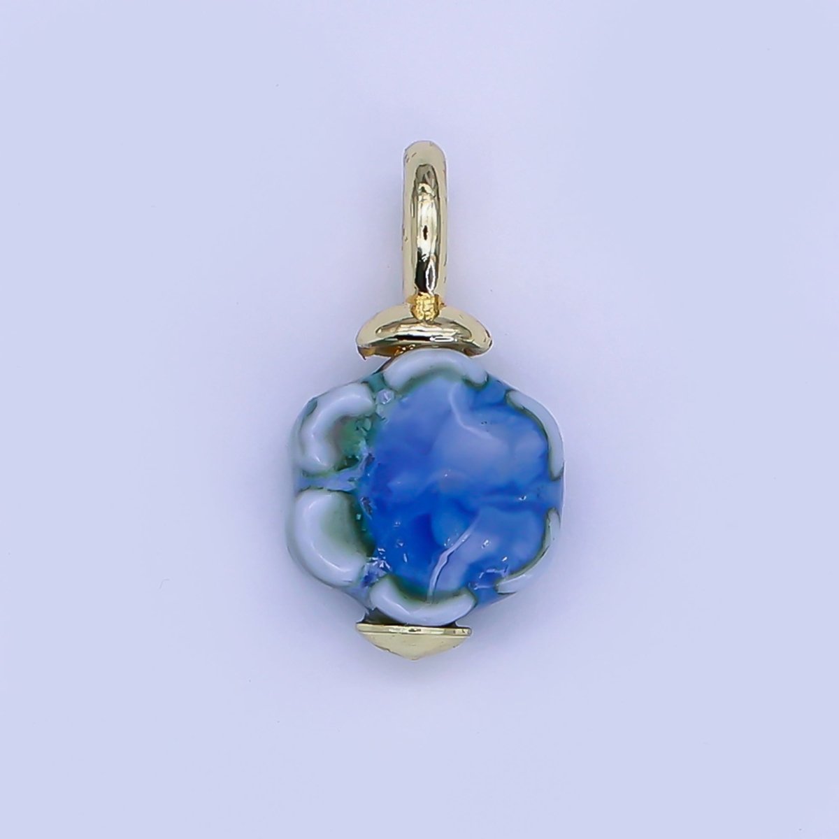 24K Gold Filled Flower Ceramic Drop Pendant | E314 - E320 - DLUXCA