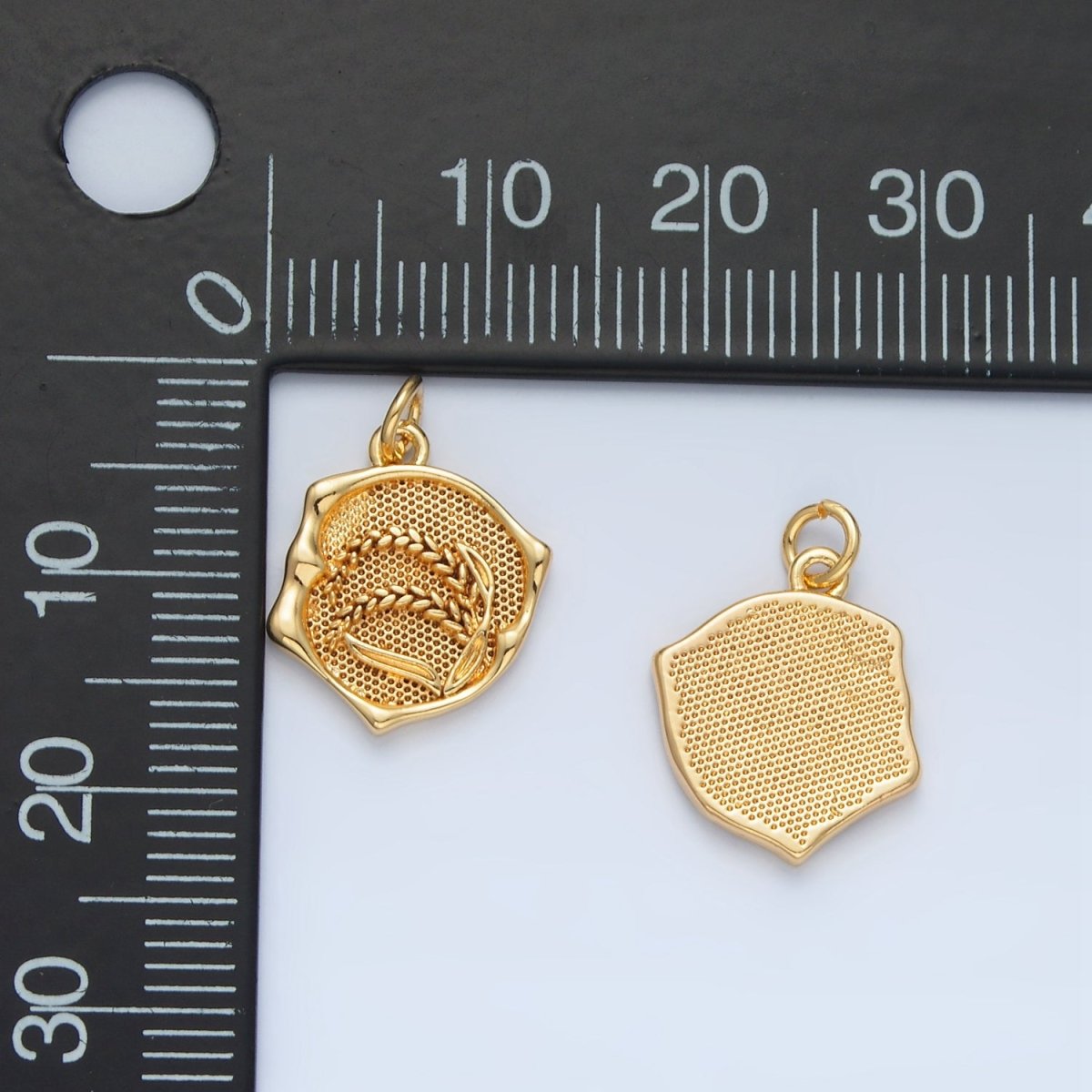 24k Gold Filled Flower Textured Round Charm | AG - 565 - DLUXCA