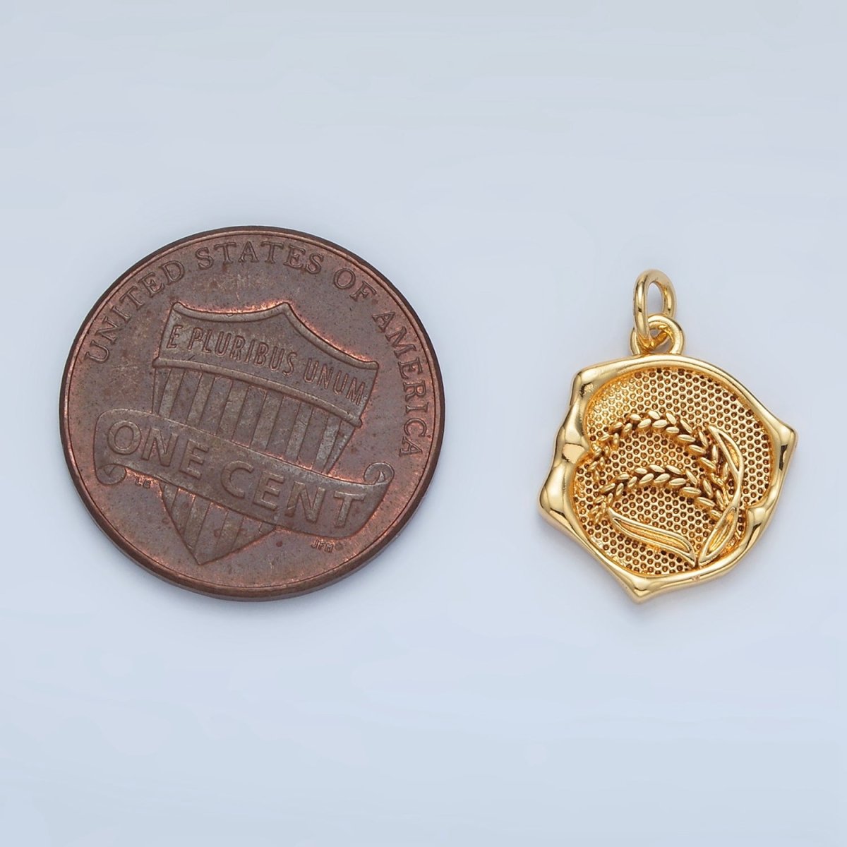 24k Gold Filled Flower Textured Round Charm | AG - 565 - DLUXCA