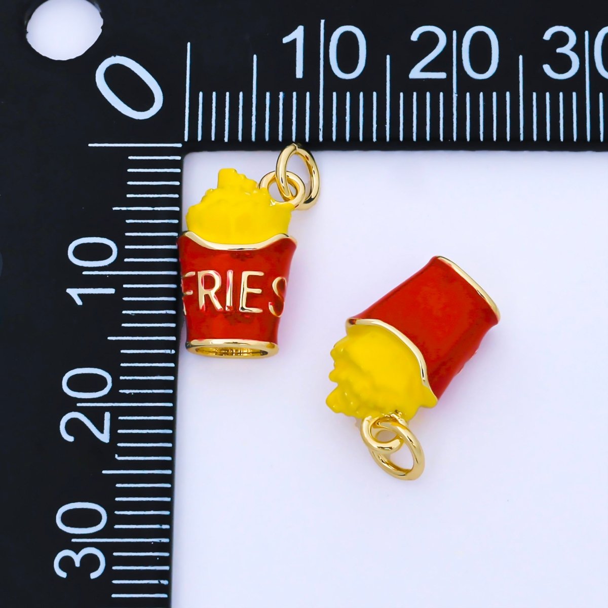 24K Gold Filled French Fries Enamel 3D Multidimensional Charm | AF1563 - DLUXCA