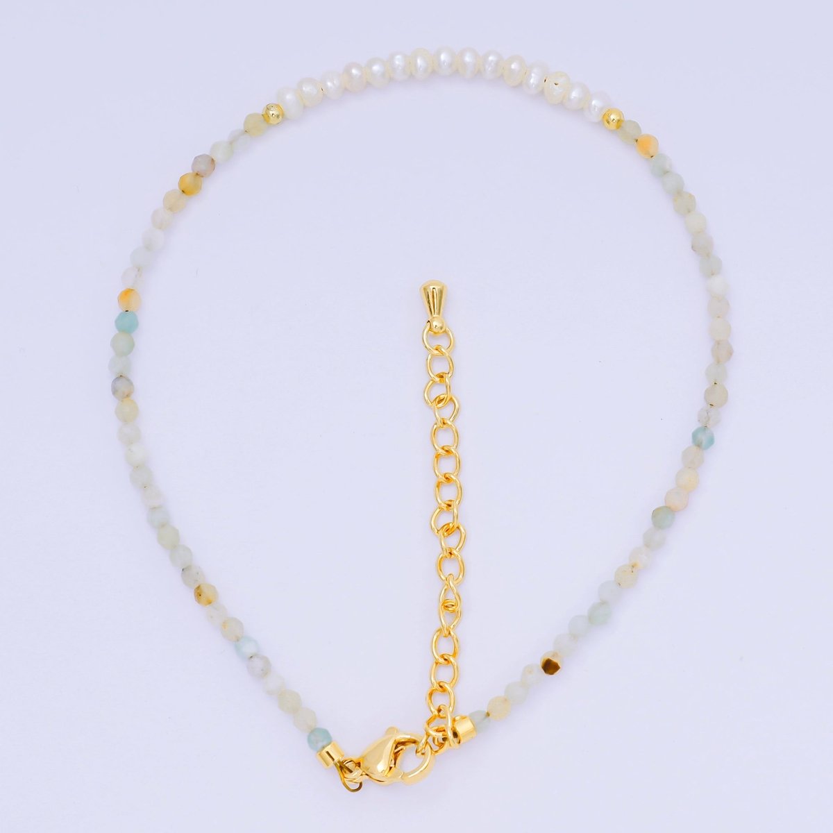 24K Gold Filled Freshwater Pearl Colorful Gemstone Bead Bracelet in Black, Orange, & White | WA - 3718 - WA - 3740 - DLUXCA