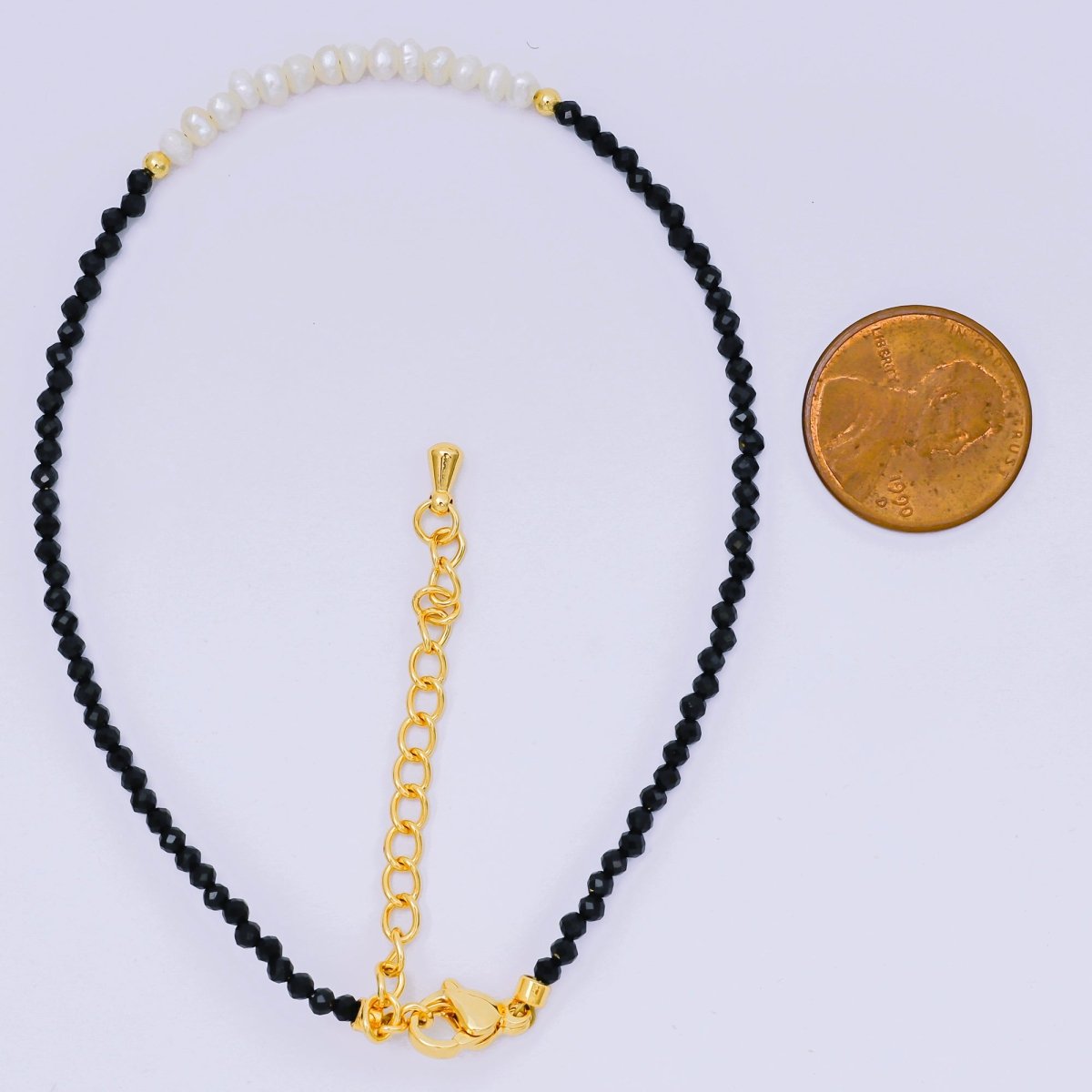 24K Gold Filled Freshwater Pearl Colorful Gemstone Bead Bracelet in Black, Orange, & White | WA - 3718 - WA - 3740 - DLUXCA