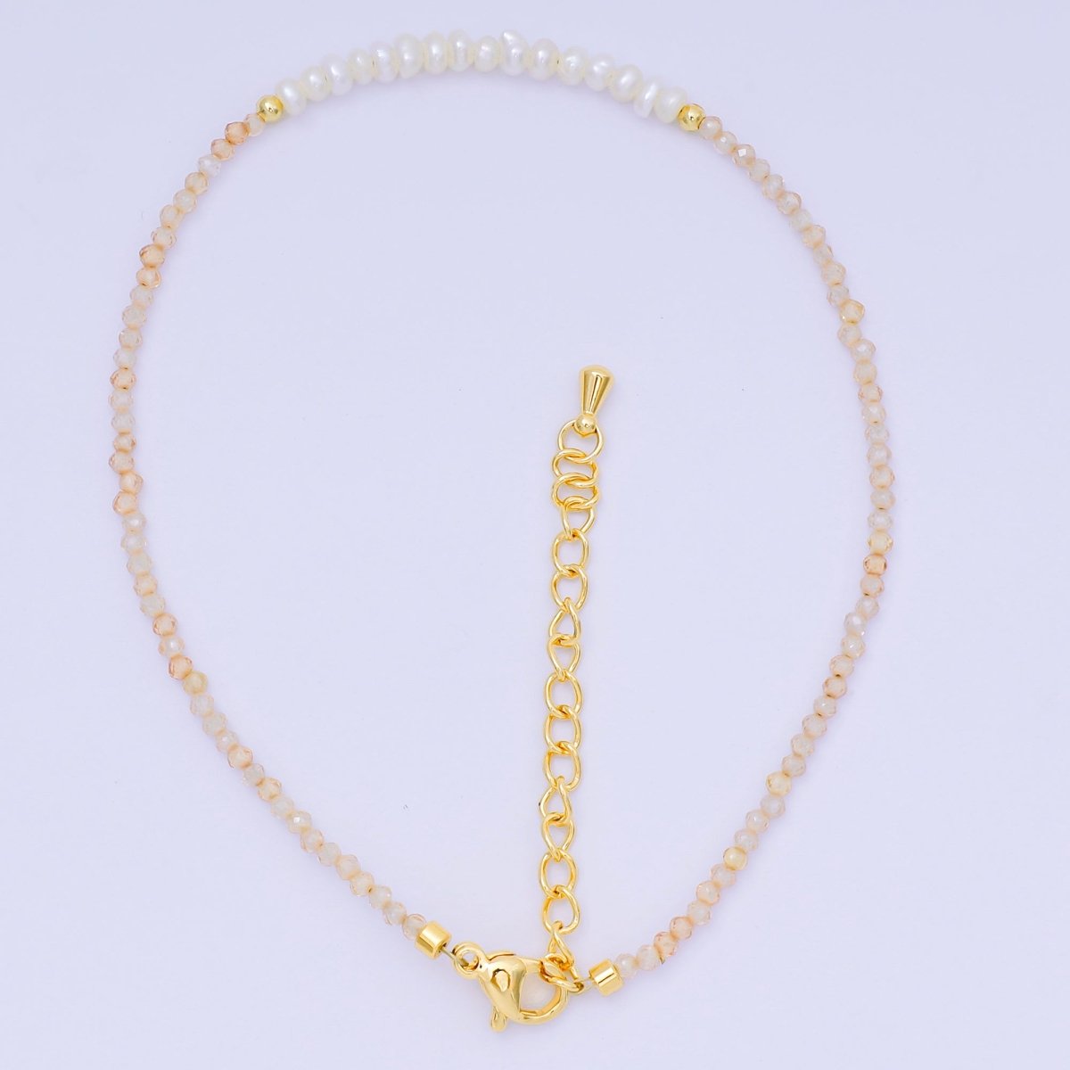 24K Gold Filled Freshwater Pearl Colorful Gemstone Bead Bracelet in Black, Orange, & White | WA - 3718 - WA - 3740 - DLUXCA