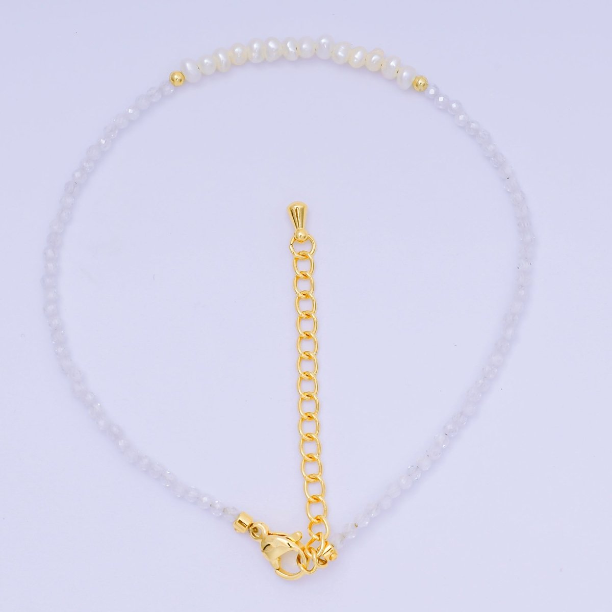 24K Gold Filled Freshwater Pearl Colorful Gemstone Bead Bracelet in Black, Orange, & White | WA - 3718 - WA - 3740 - DLUXCA