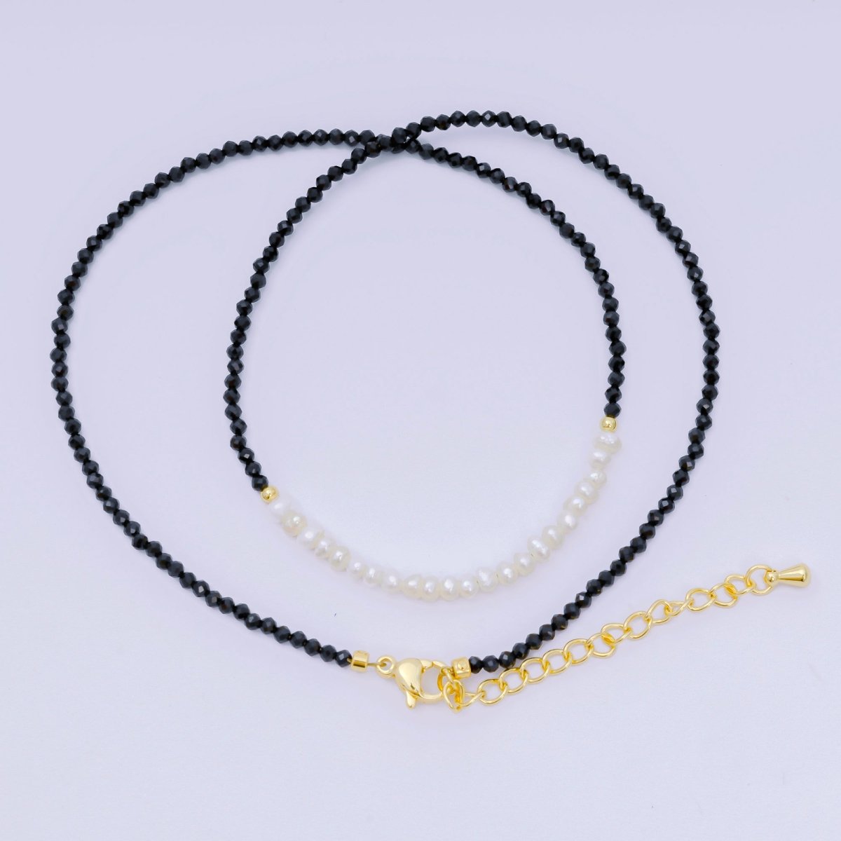 24K Gold Filled Freshwater Pearl Colorful Gemstone Bead Necklace 16.92 Inch with Extender | WA - 3649 - WA - 3671 - DLUXCA