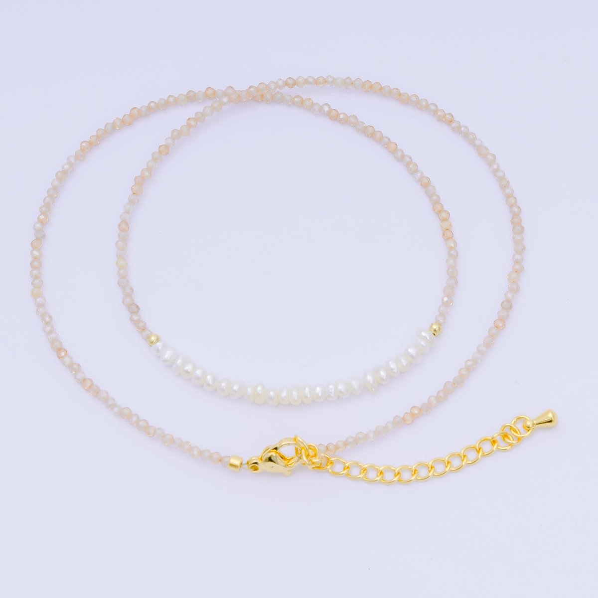 24K Gold Filled Freshwater Pearl Colorful Gemstone Bead Necklace 16.92 Inch with Extender | WA - 3649 - WA - 3671 - DLUXCA