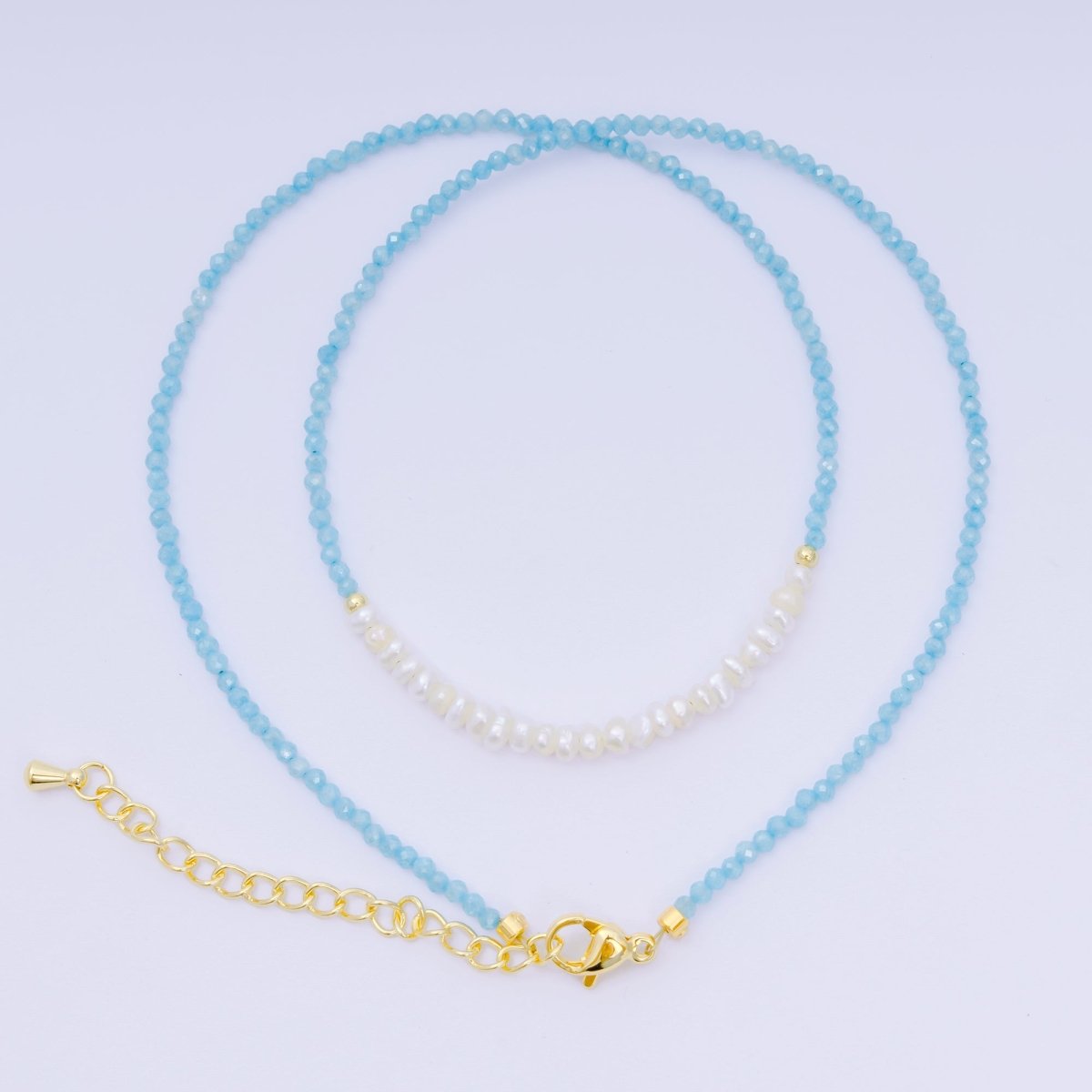 24K Gold Filled Freshwater Pearl Colorful Gemstone Bead Necklace 16.92 Inch with Extender | WA - 3649 - WA - 3671 - DLUXCA