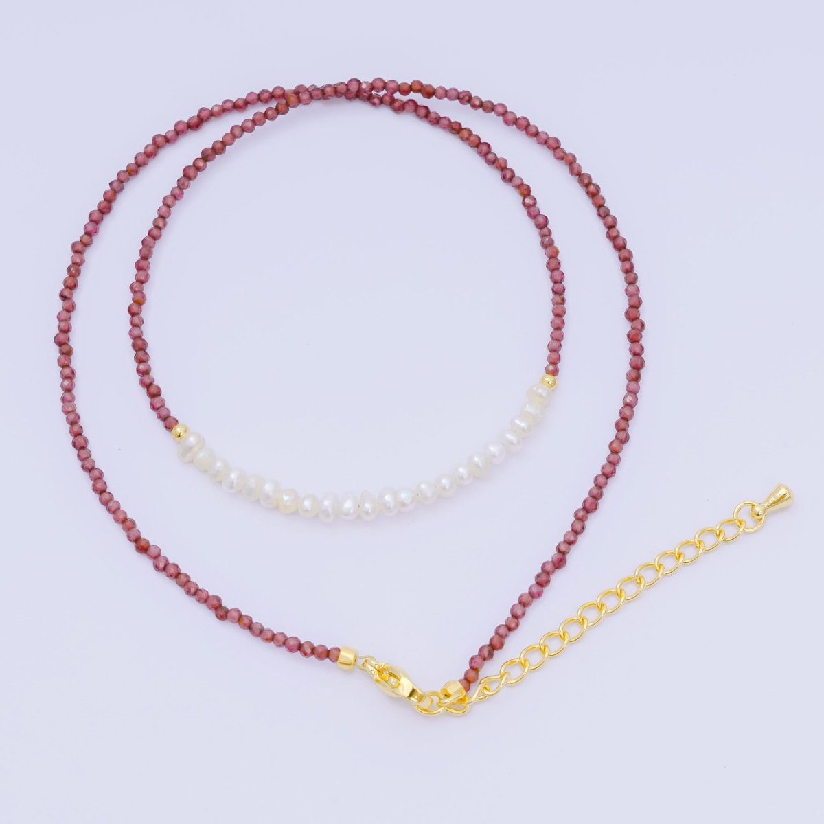 24K Gold Filled Freshwater Pearl Colorful Gemstone Bead Necklace 16.92 Inch with Extender | WA - 3649 - WA - 3671 - DLUXCA
