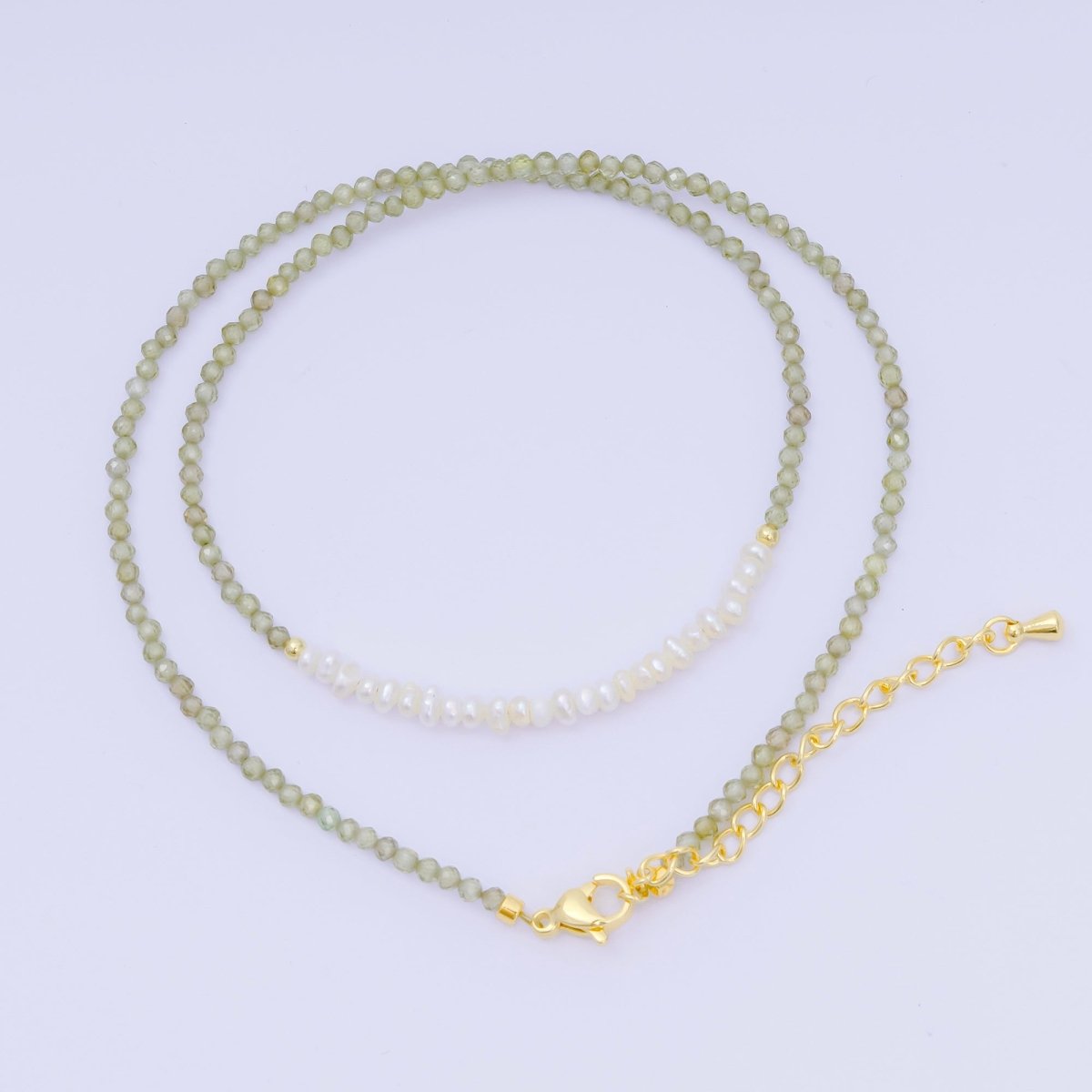 24K Gold Filled Freshwater Pearl Colorful Gemstone Bead Necklace 16.92 Inch with Extender | WA - 3649 - WA - 3671 - DLUXCA