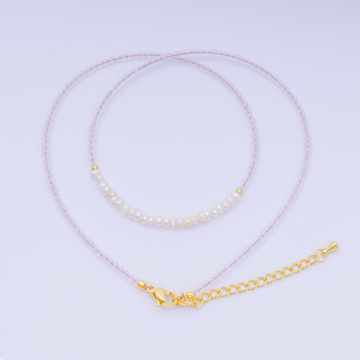 24K Gold Filled Freshwater Pearl Colorful Gemstone Bead Necklace 16.92 Inch with Extender | WA - 3649 - WA - 3671 - DLUXCA