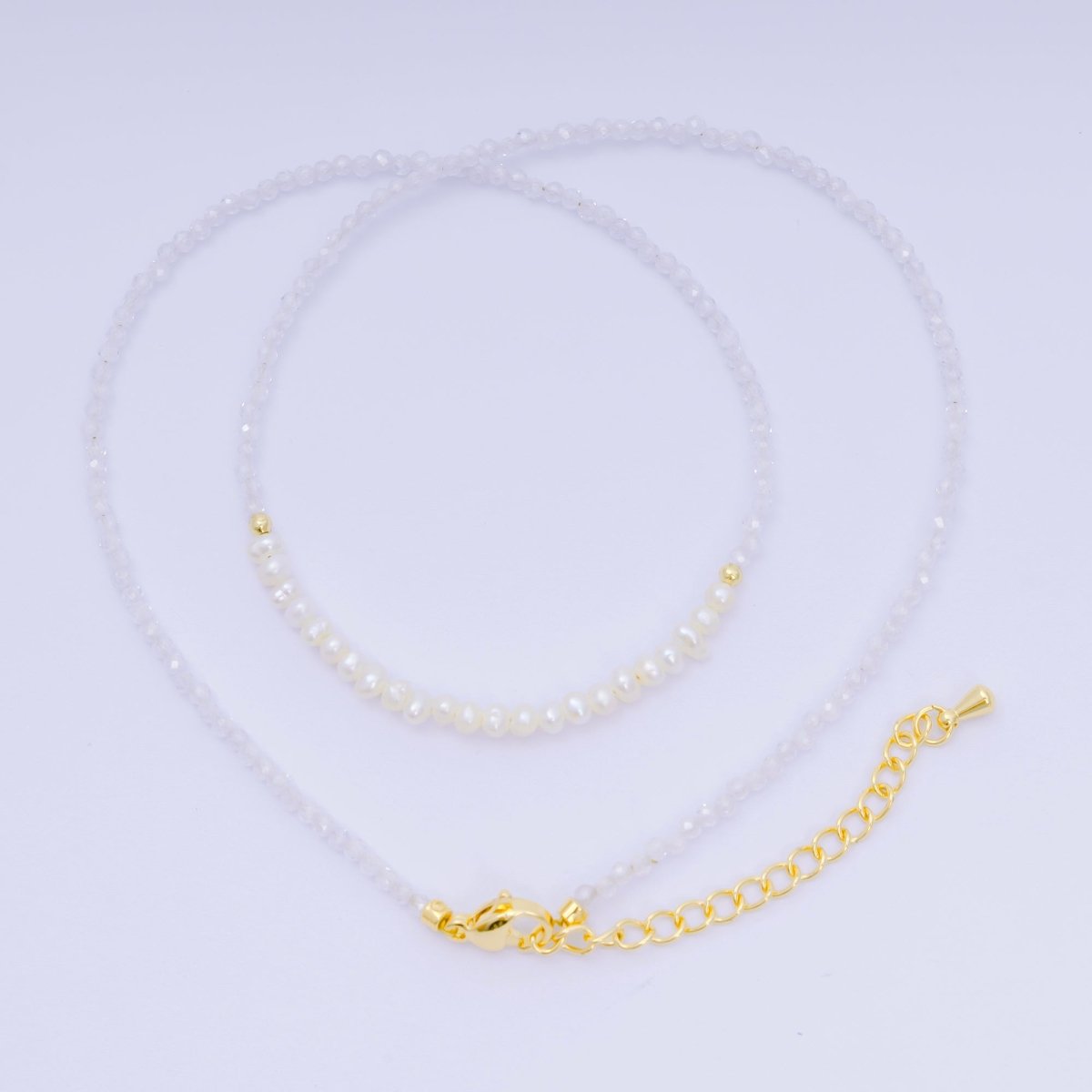 24K Gold Filled Freshwater Pearl Colorful Gemstone Bead Necklace 16.92 Inch with Extender | WA - 3649 - WA - 3671 - DLUXCA