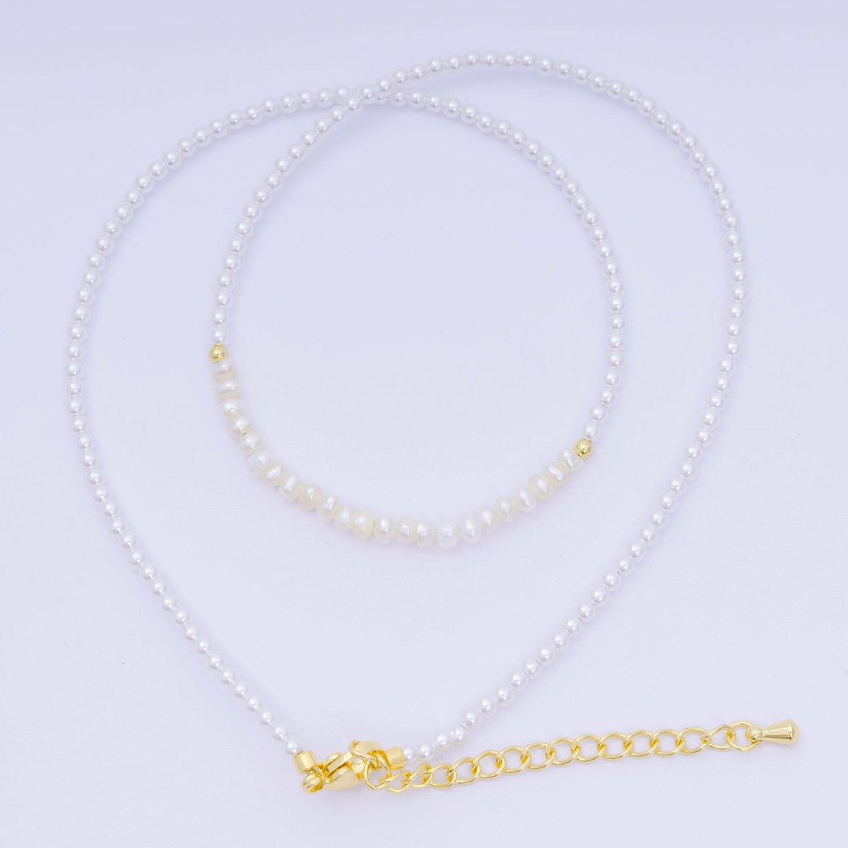 24K Gold Filled Freshwater Pearl Colorful Gemstone Bead Necklace 16.92 Inch with Extender | WA - 3649 - WA - 3671 - DLUXCA