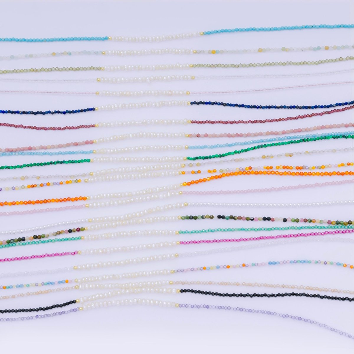 24K Gold Filled Freshwater Pearl Colorful Gemstone Bead Necklace 16.92 Inch with Extender | WA - 3649 - WA - 3671 - DLUXCA