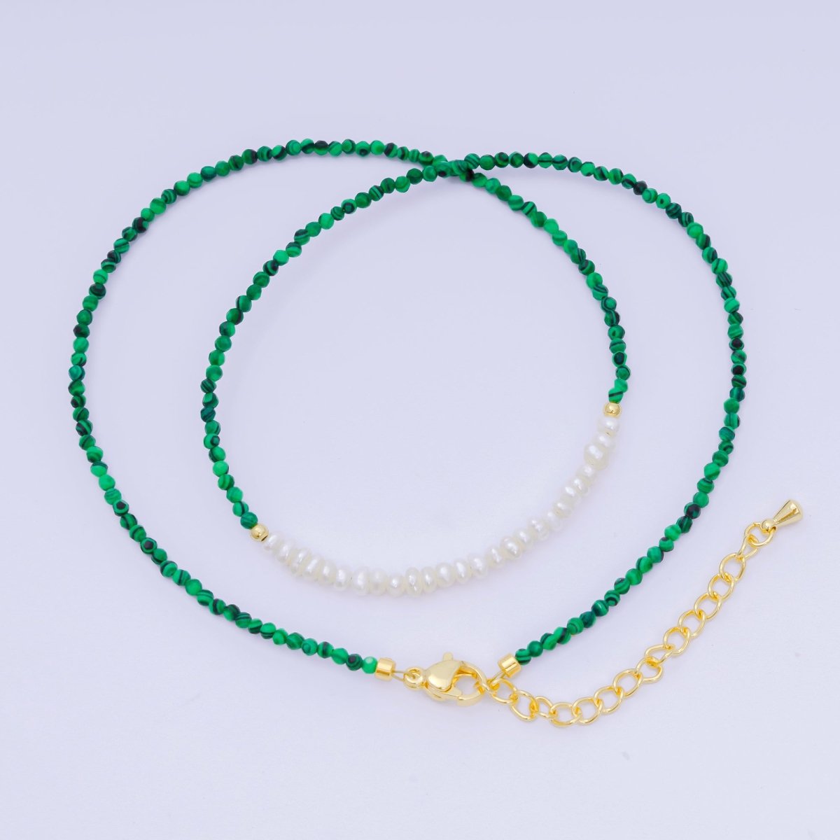 24K Gold Filled Freshwater Pearl Colorful Gemstone Bead Necklace 16.92 Inch with Extender | WA - 3649 - WA - 3671 - DLUXCA