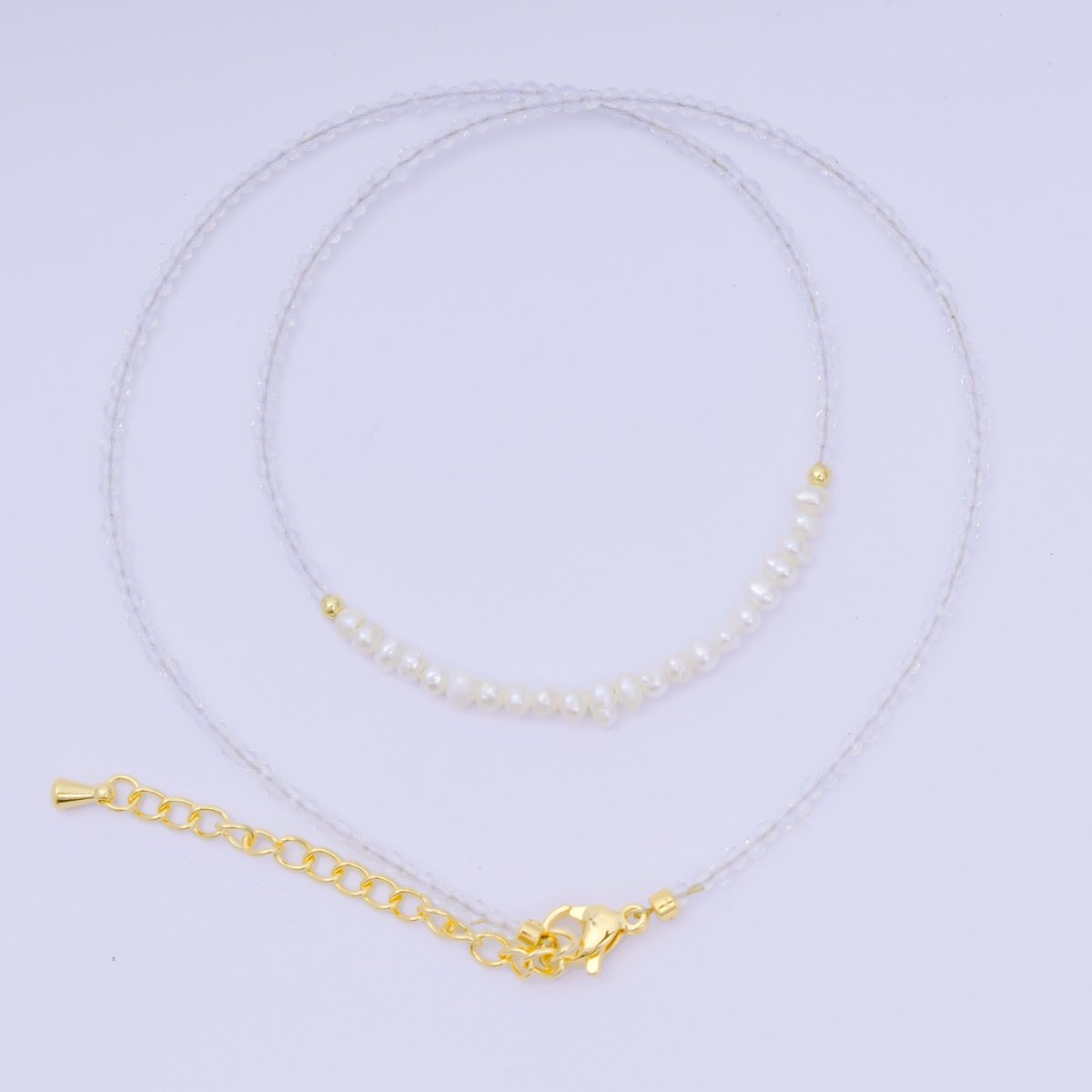 24K Gold Filled Freshwater Pearl Colorful Gemstone Bead Necklace 16.92 Inch with Extender | WA - 3649 - WA - 3671 - DLUXCA