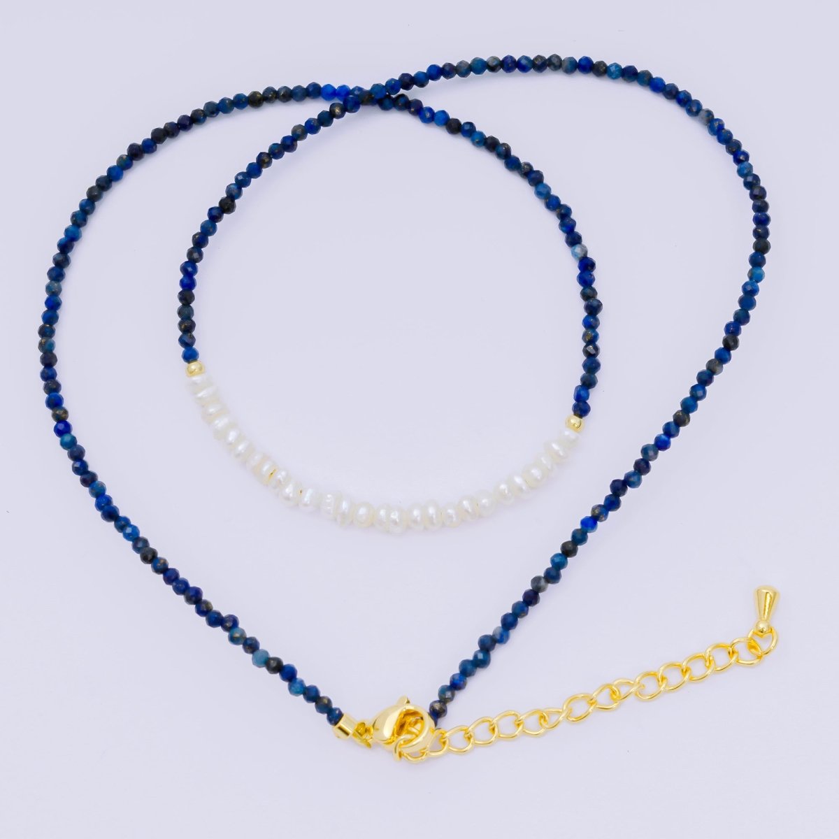 24K Gold Filled Freshwater Pearl Colorful Gemstone Bead Necklace 16.92 Inch with Extender | WA - 3649 - WA - 3671 - DLUXCA