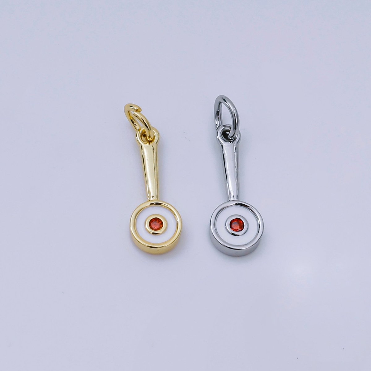 24K Gold Filled Frying Pan Cooking Pan Charm in Gold or Silver | AJ - 329 - DLUXCA