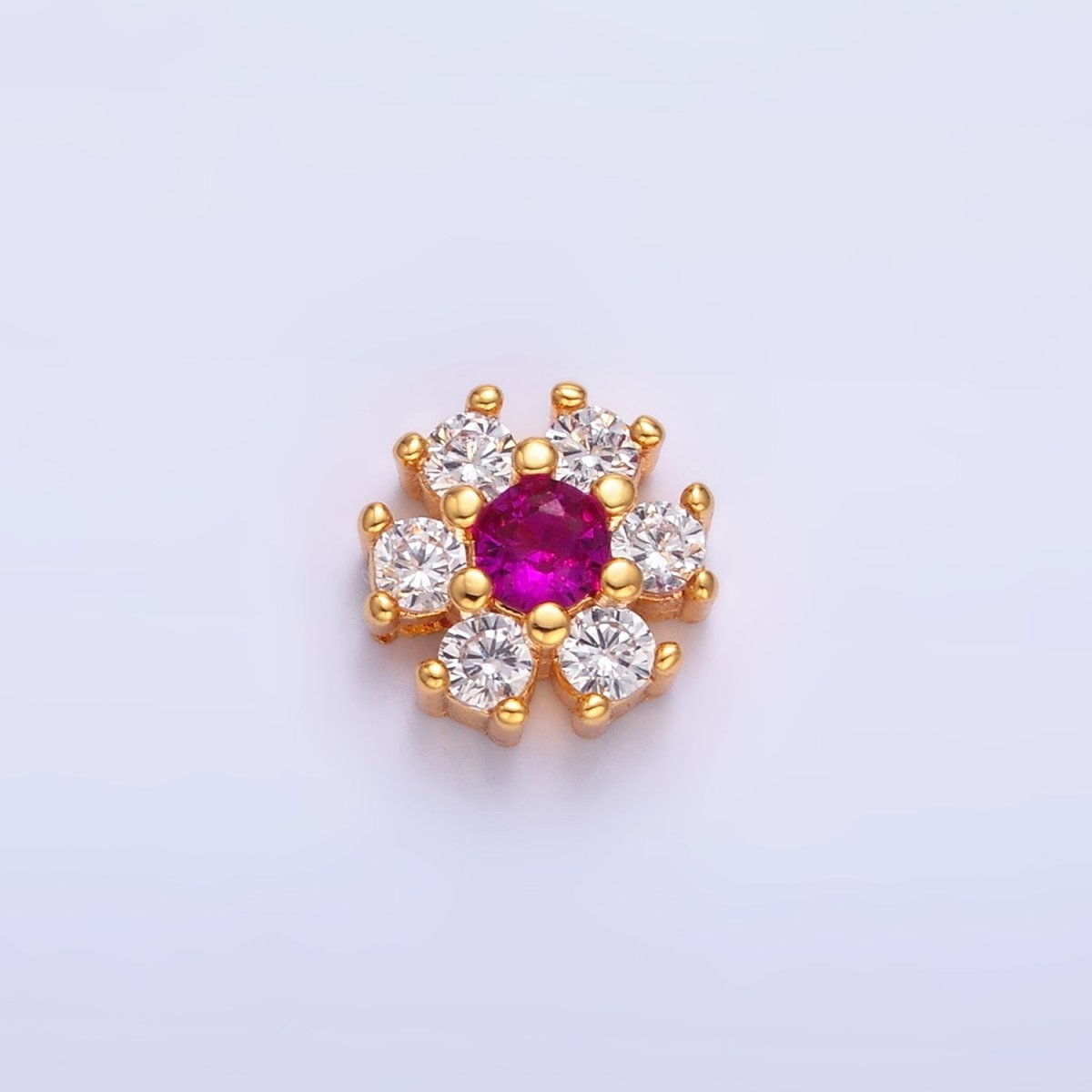 24K Gold Filled Fuchsia, Green, Black CZ Flower Bead | B310 B316 - DLUXCA