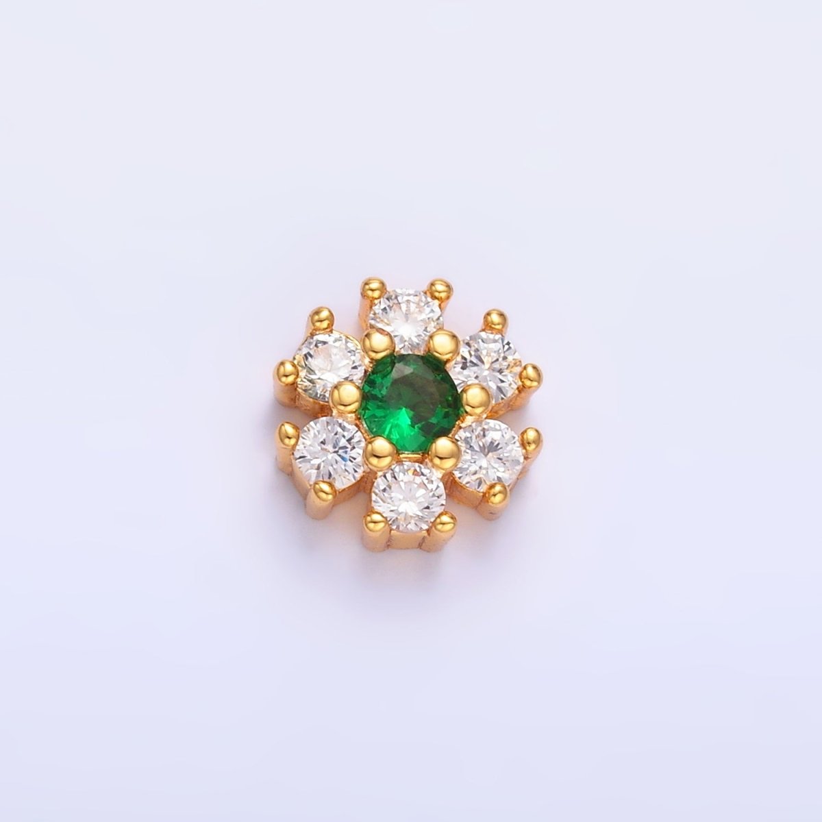 24K Gold Filled Fuchsia, Green, Black CZ Flower Bead | B310 B316 - DLUXCA