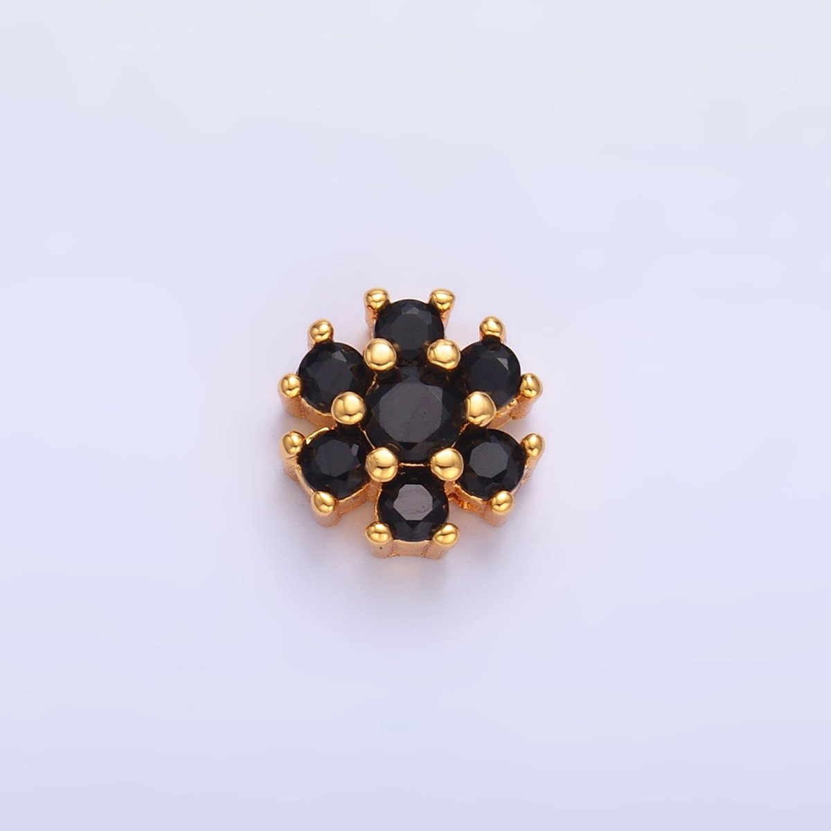 24K Gold Filled Fuchsia, Green, Black CZ Flower Bead | B310 B316 - DLUXCA