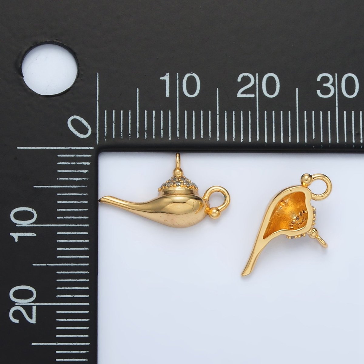 24K Gold Filled Genie Cup Lamp Micro Paved CZ Mini Charm | AC137 - DLUXCA