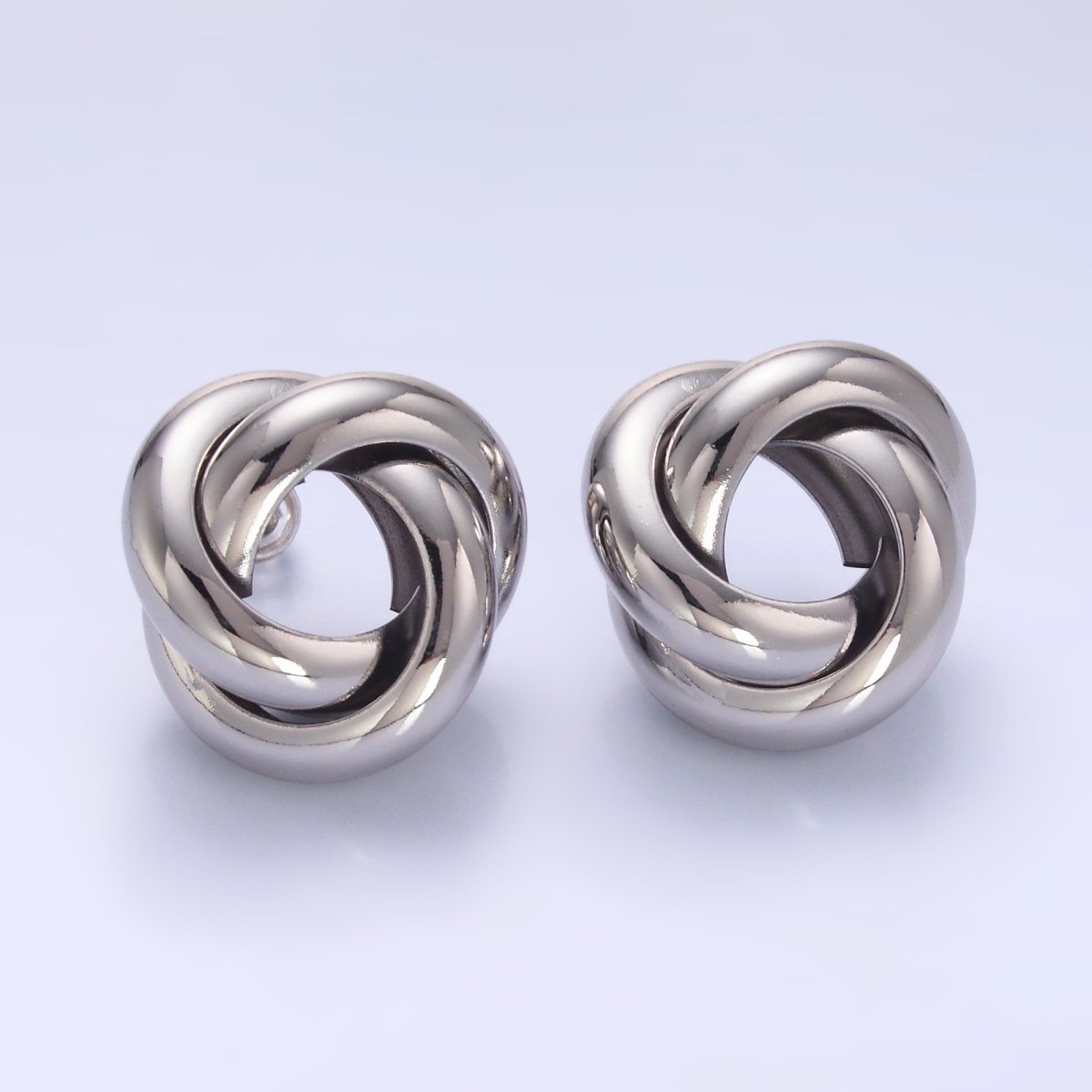 24K Gold Filled Geometric Circular Knot Stud Earrings in Gold & Silver | AB699 AB700 - DLUXCA