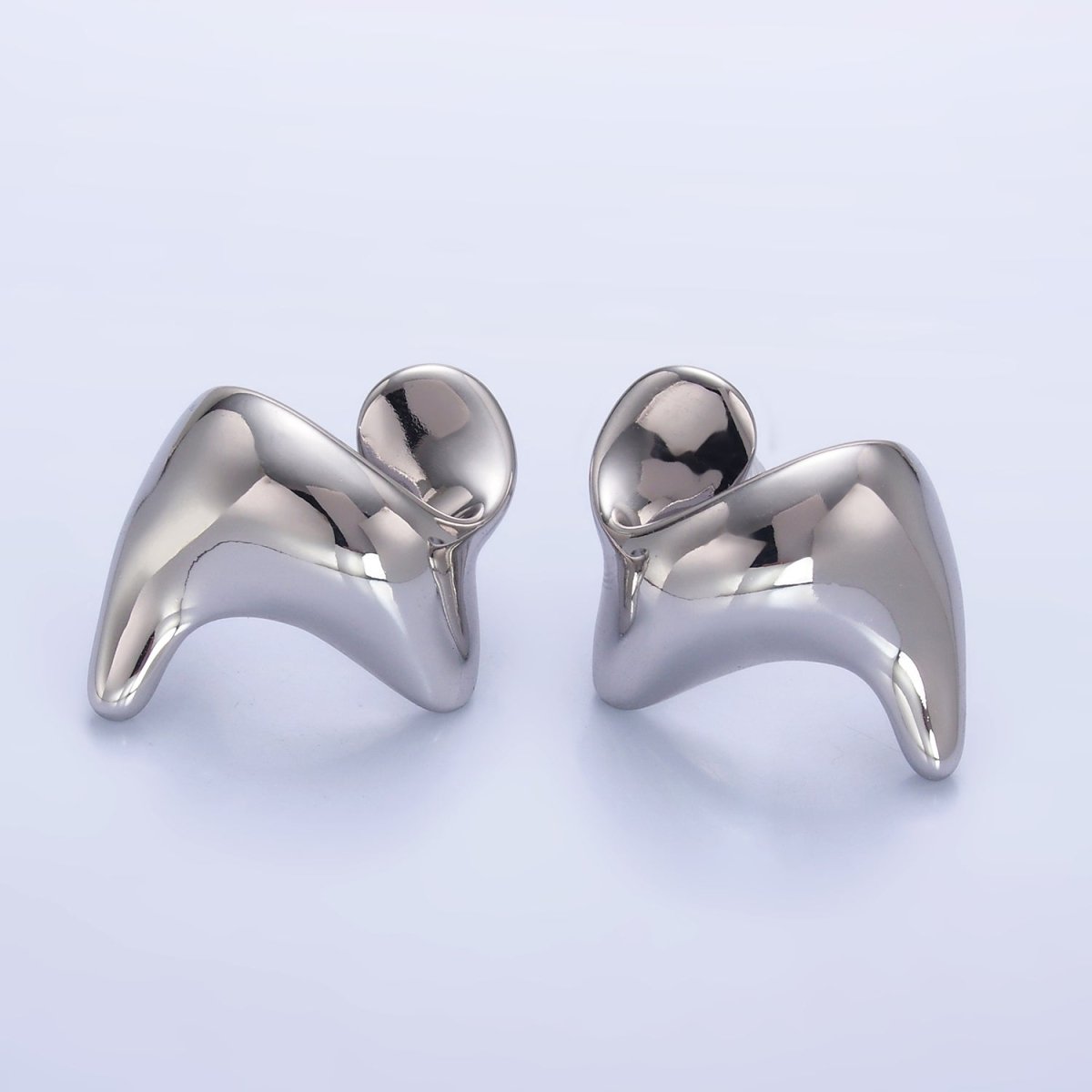 24K Gold Filled Geometric Curved Wide Stud Earrings in Gold & Silver | AB917 AB918 - DLUXCA