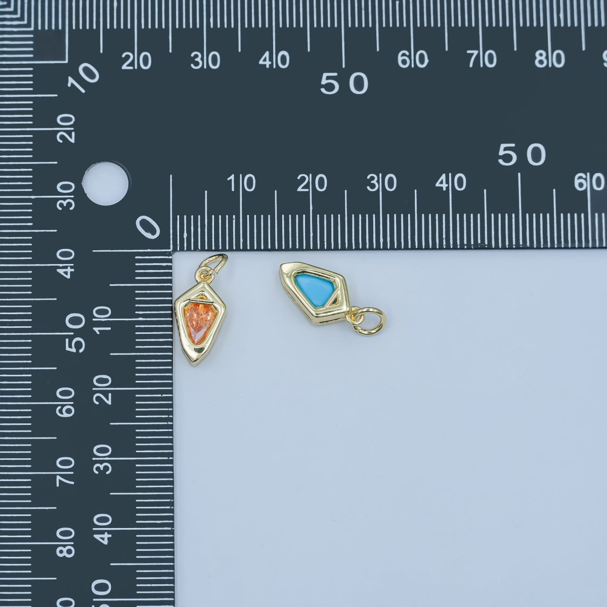 24K Gold Filled Geometric CZ Bezel Personalized Charm | N110 - N115 - DLUXCA
