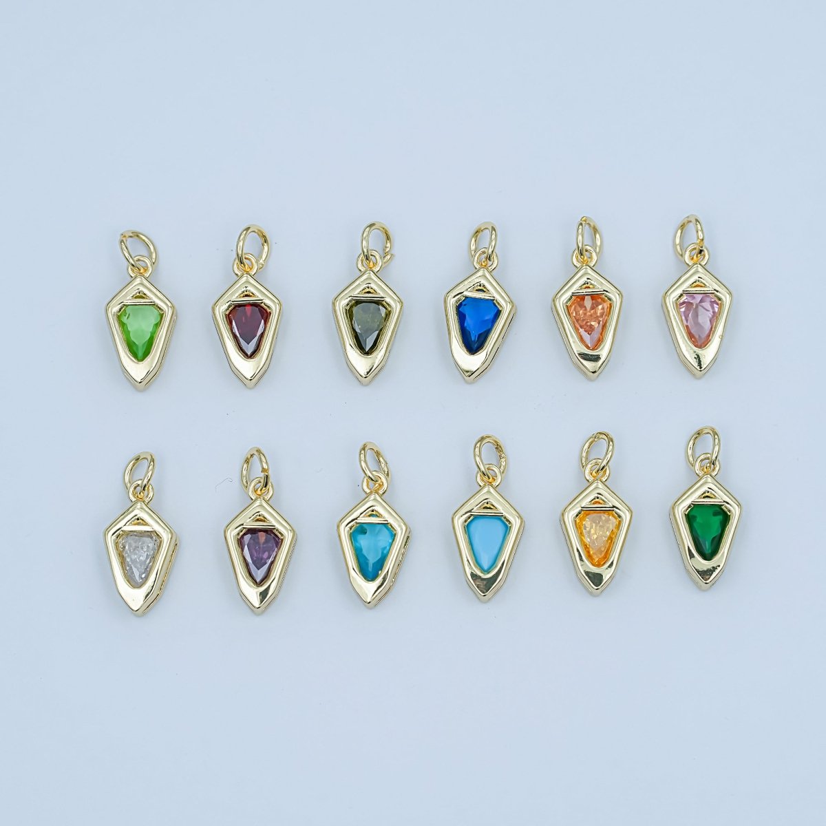 24K Gold Filled Geometric CZ Bezel Personalized Charm | N110 - N115 - DLUXCA