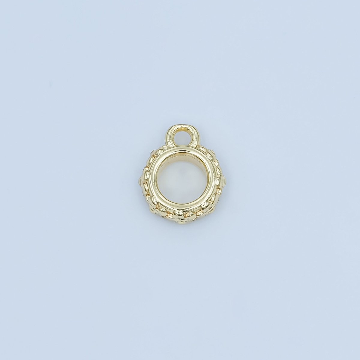 24K Gold Filled Geometric Dotted Wide Round Bail Finding in Gold & Silver | Z1103 - DLUXCA