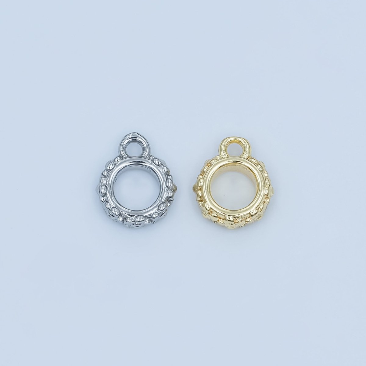 24K Gold Filled Geometric Dotted Wide Round Bail Finding in Gold & Silver | Z1103 - DLUXCA