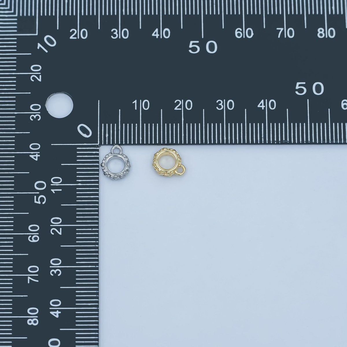 24K Gold Filled Geometric Dotted Wide Round Bail Finding in Gold & Silver | Z1103 - DLUXCA