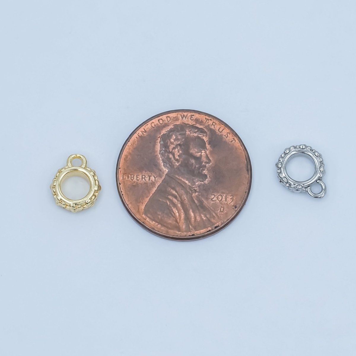 24K Gold Filled Geometric Dotted Wide Round Bail Finding in Gold & Silver | Z1103 - DLUXCA