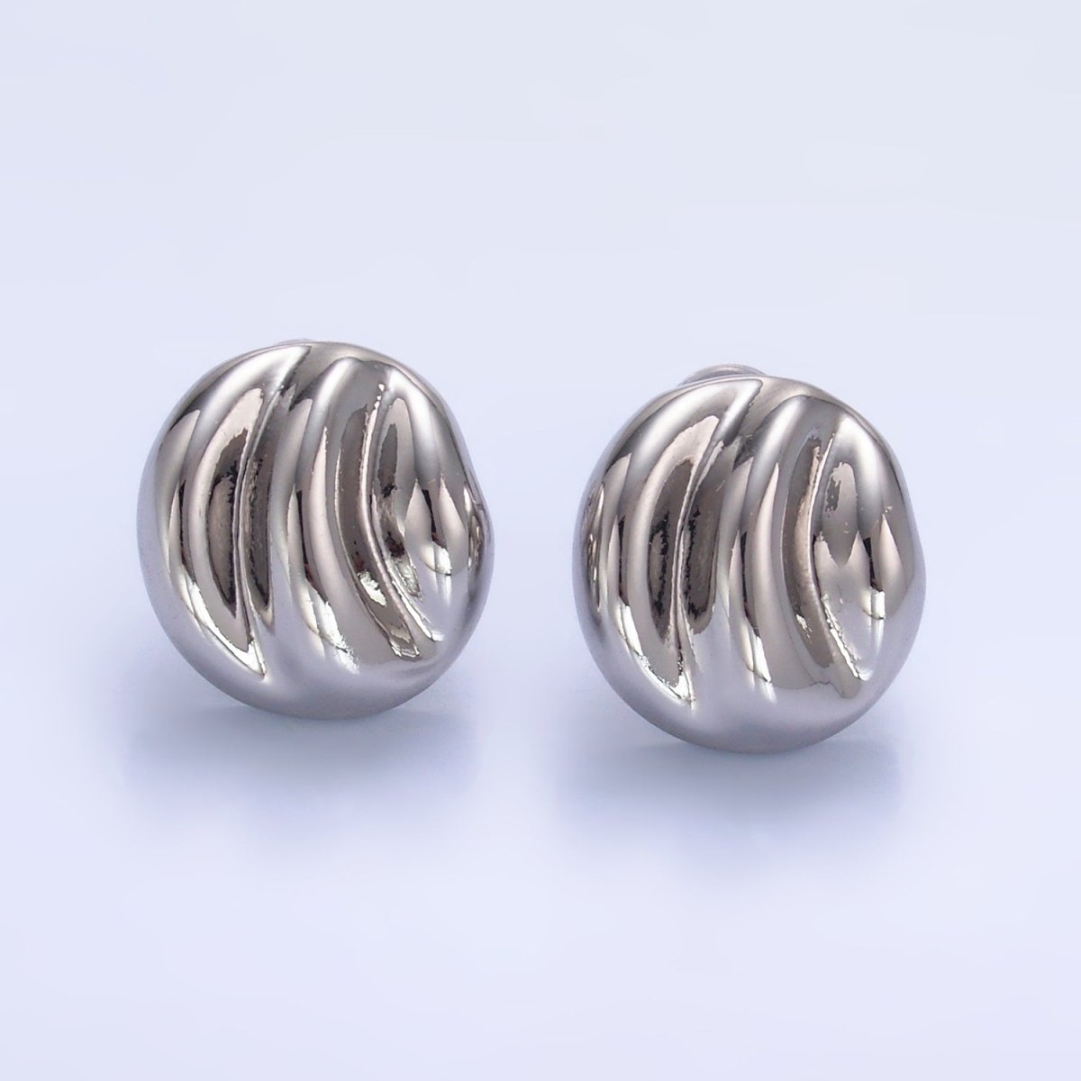 24K Gold Filled Geometric Hammered Lined Round Stud Earrings in Gold & Silver | AB877 AB878 - DLUXCA