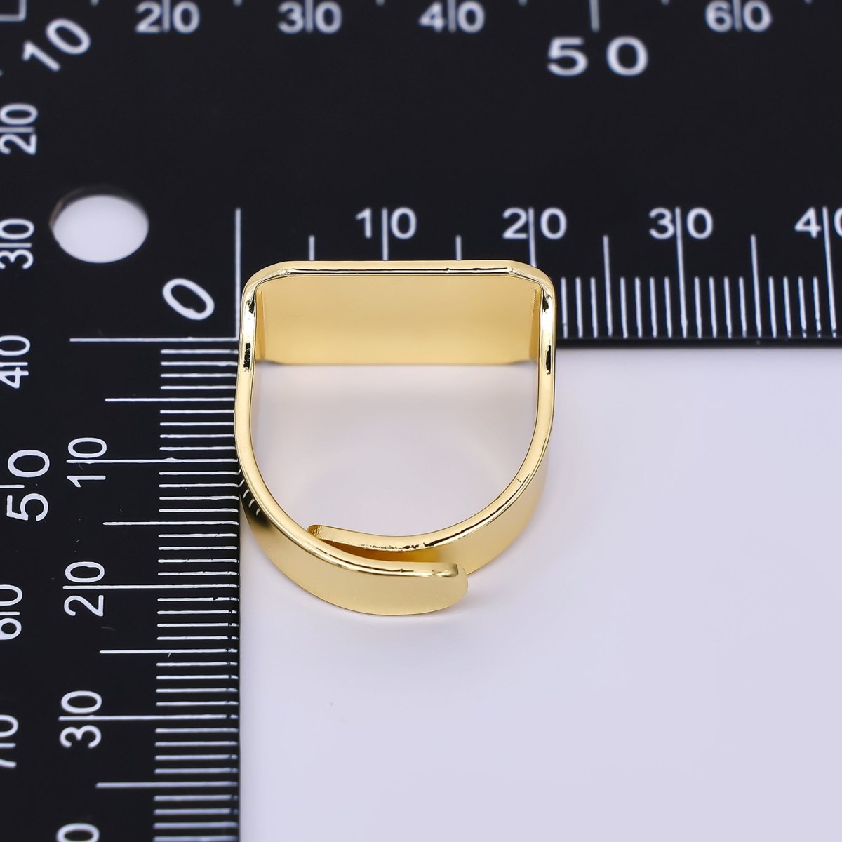24K Gold Filled Geometrical Ingot Bar Adjustable Open Ring | O1461 - DLUXCA