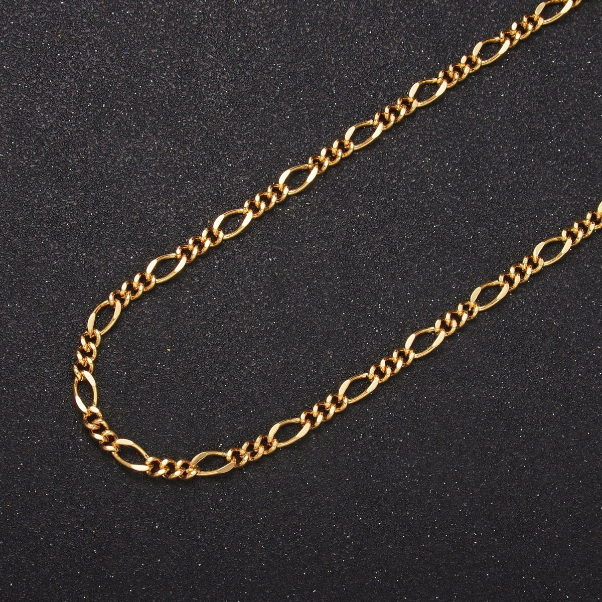 24K Gold Filled Gold Silver Figaro Unfinished Chain, Dainty Figaro Wholesale Chain by Yard For Jewelry Making Supply Component | ROLL - 631, ROLL - 632 Clearance Pricing - DLUXCA