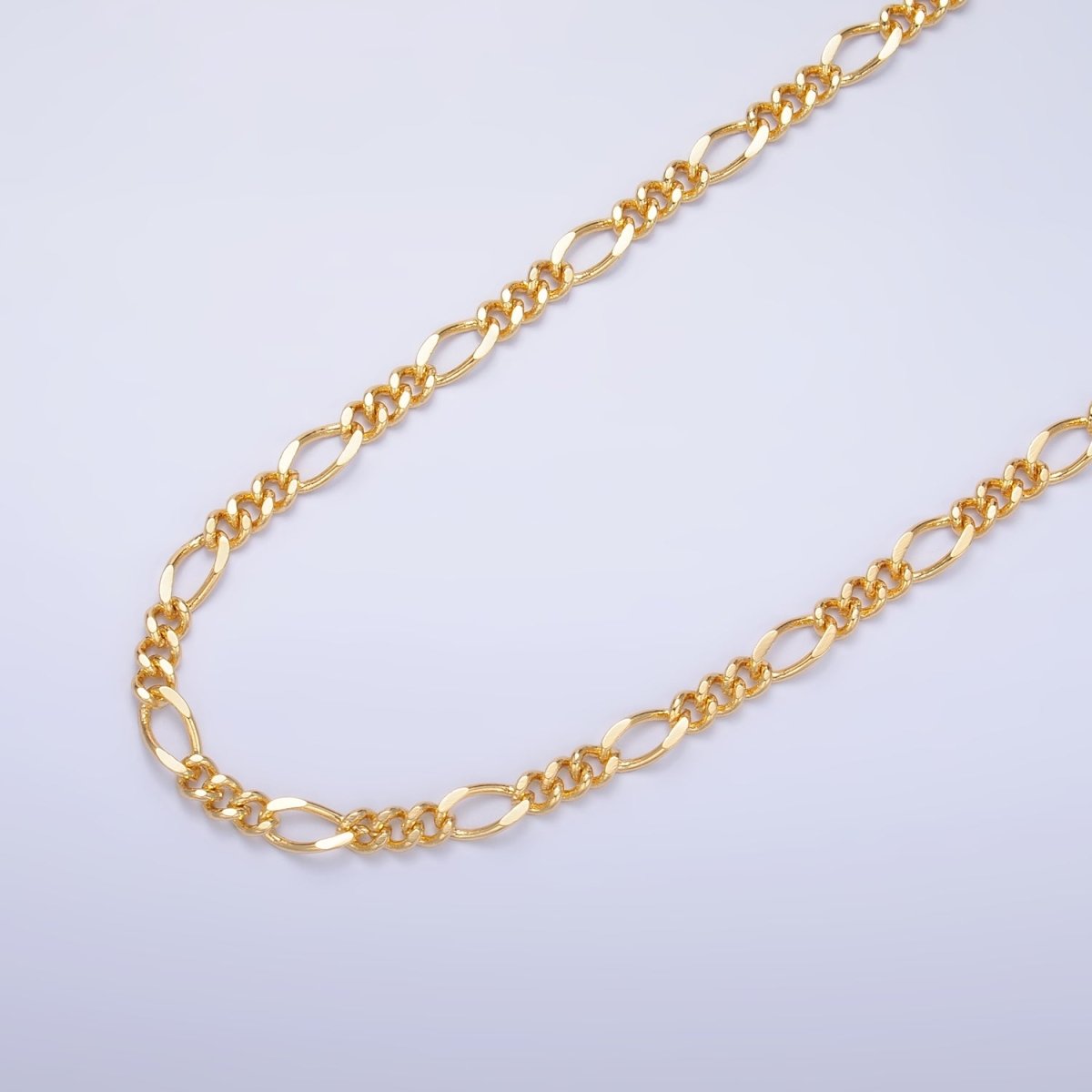 24K Gold Filled Gold Silver Figaro Unfinished Chain, Dainty Figaro Wholesale Chain by Yard For Jewelry Making Supply Component | ROLL - 631, ROLL - 632 Clearance Pricing - DLUXCA